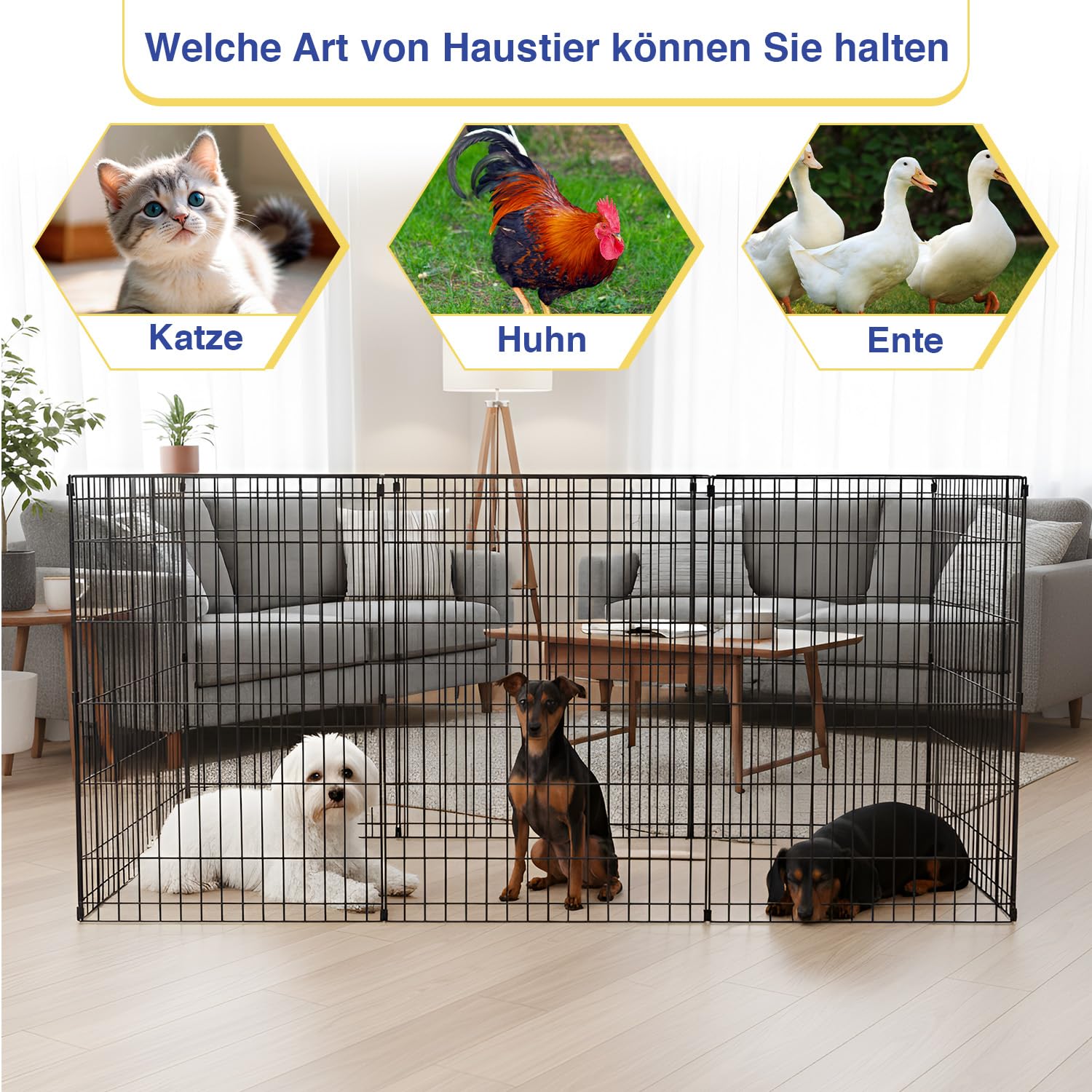 FDW Recinzione per cani da 91 cm, 8 pannelli, per interni ed esterni, in metallo, per cuccioli e animali domestici, portatile, pieghevole, per esercizi, colore nero