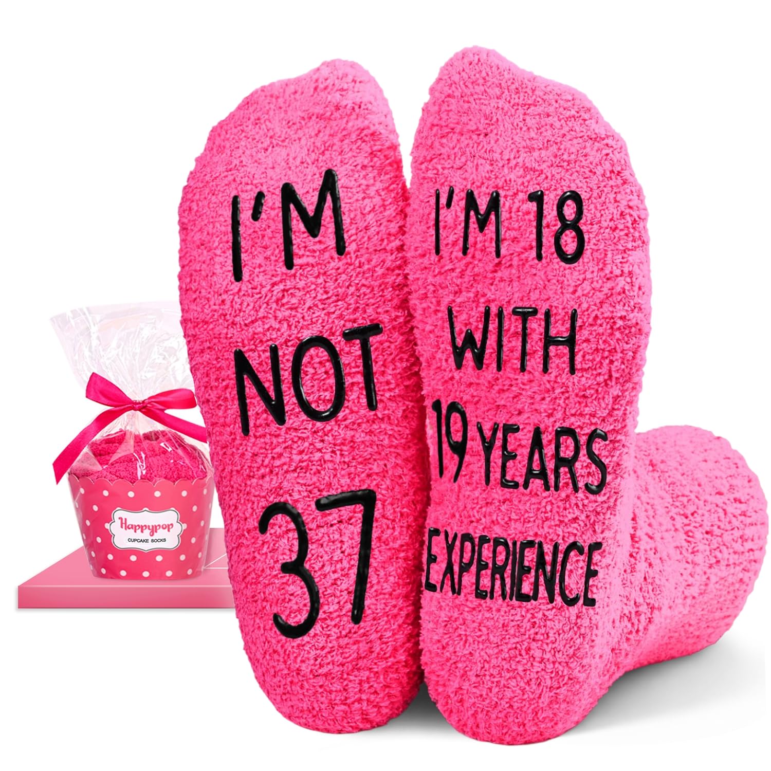 HAPPYPOP Fun Birthday Gifts Women - Fuzzy 30 31 32 33 34 35 36 37 38 39 40 Year Old Socks