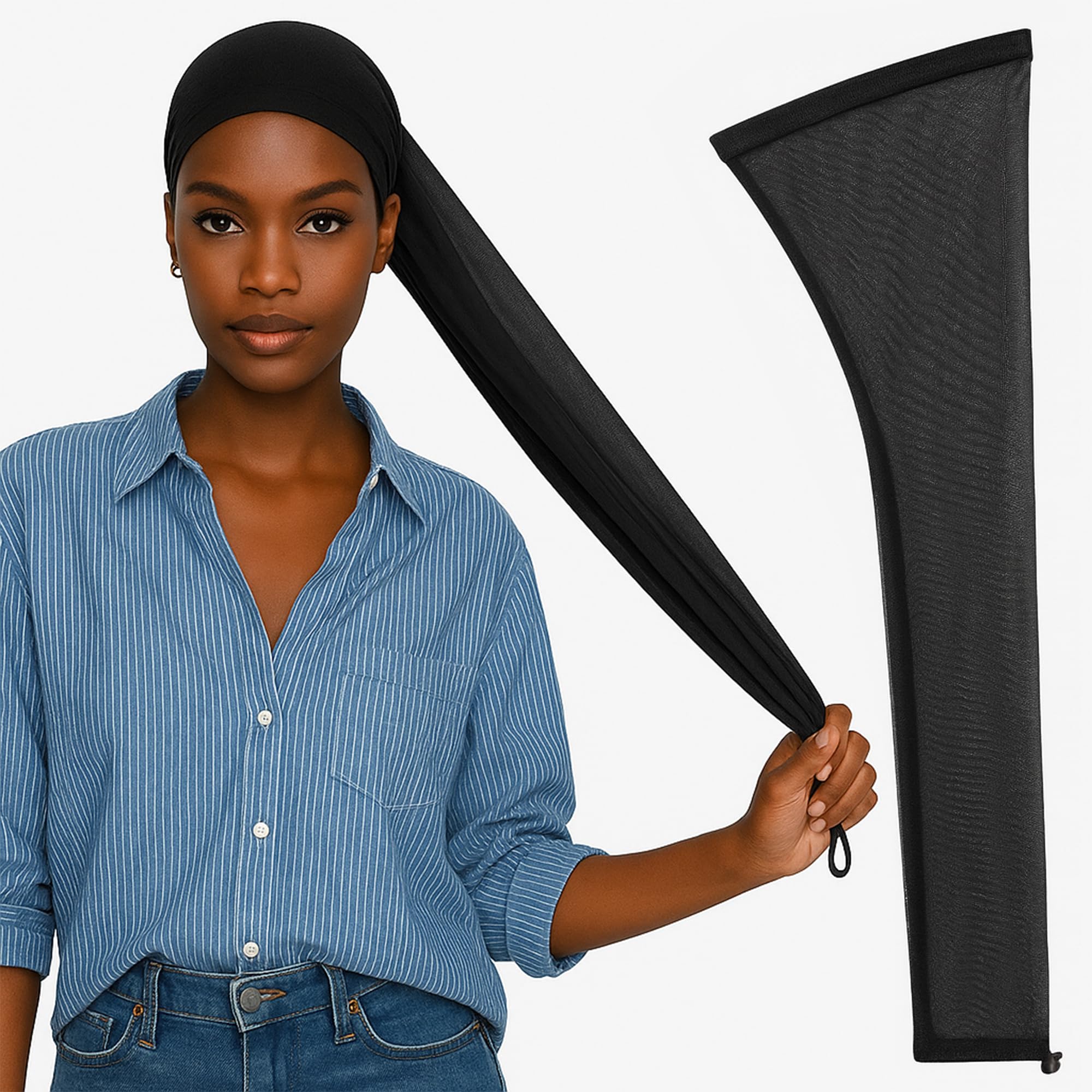 Hair Weave Sleeve for Locs – 28Inch Black Breathable Stretch Mesh Protective Hair Sleeve Cover for Locs, Braids & Twists