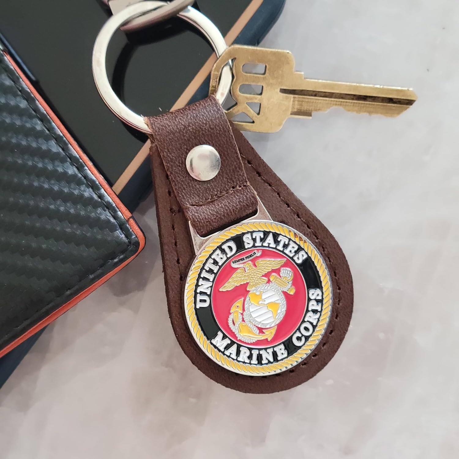 OODA U.S. Marine Corps USMC Leather Keychain (Brown)