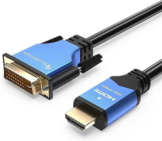 BlueRigger HDMI to DVI Cable (6FT, High-Speed, Bi-Directional Adapter Male to Male, DVI-D 24+1, 1080p, Aluminum Shell) – Compatible with Raspberry…