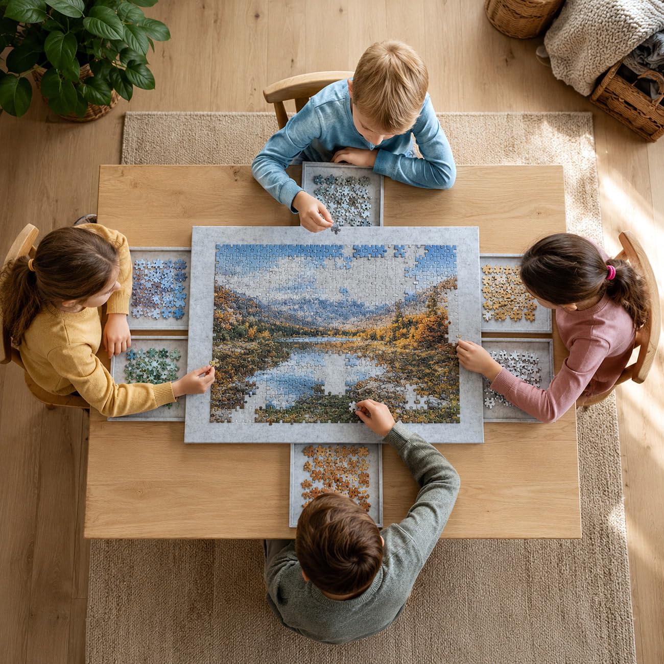 infactory contenitore: Base inclinabile per puzzle., grigio chiaro, con 6 scomparti estraibili, per puzzle fino a 1.000 pezzi (board, piano)