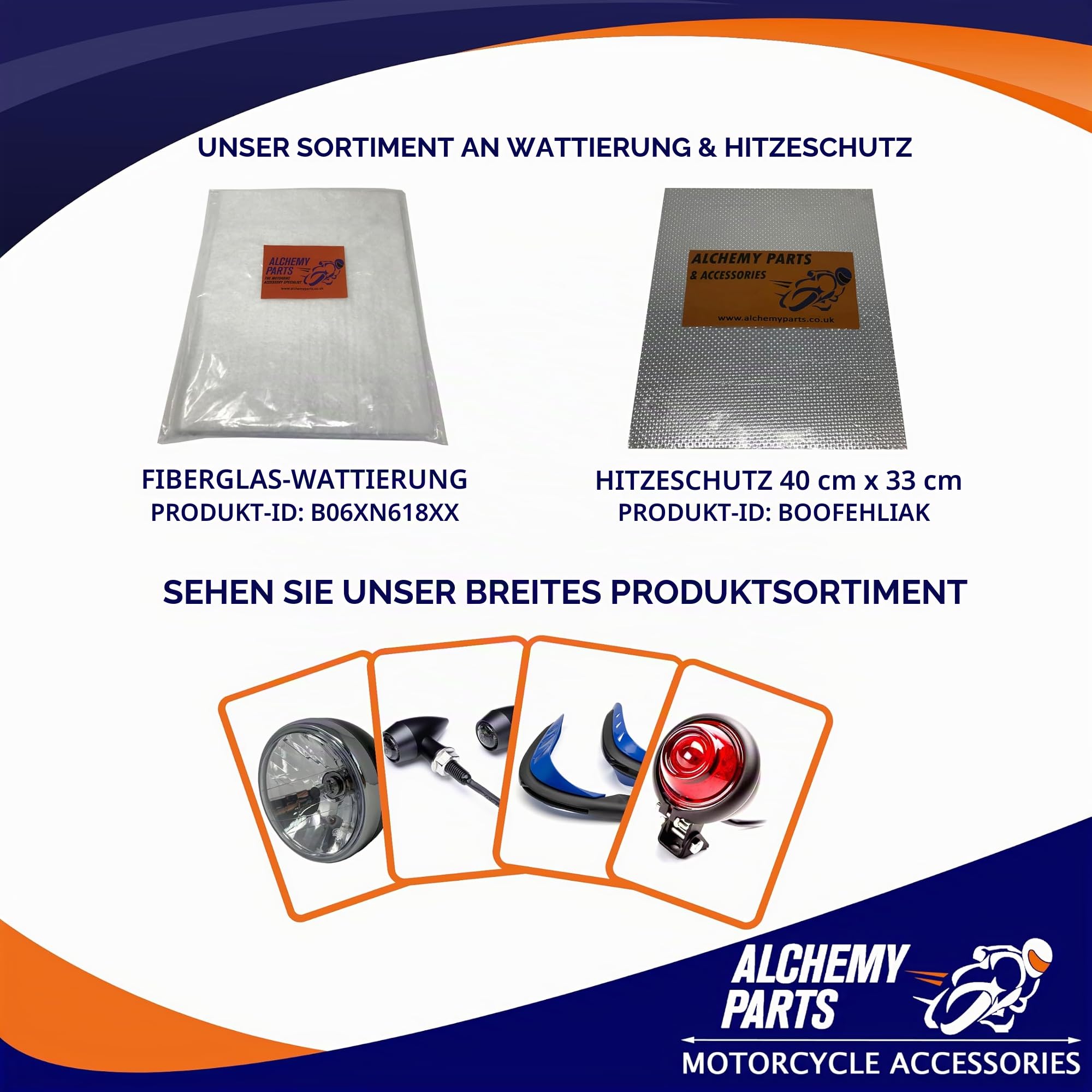 Alchemy Parts Hitzeschutz Blatt 100cm x 33cm - Selbstklebend Auspuff & Motor Aluminium - Reflektierend - Ideal Für Motorrad Verkleidung Und Auto