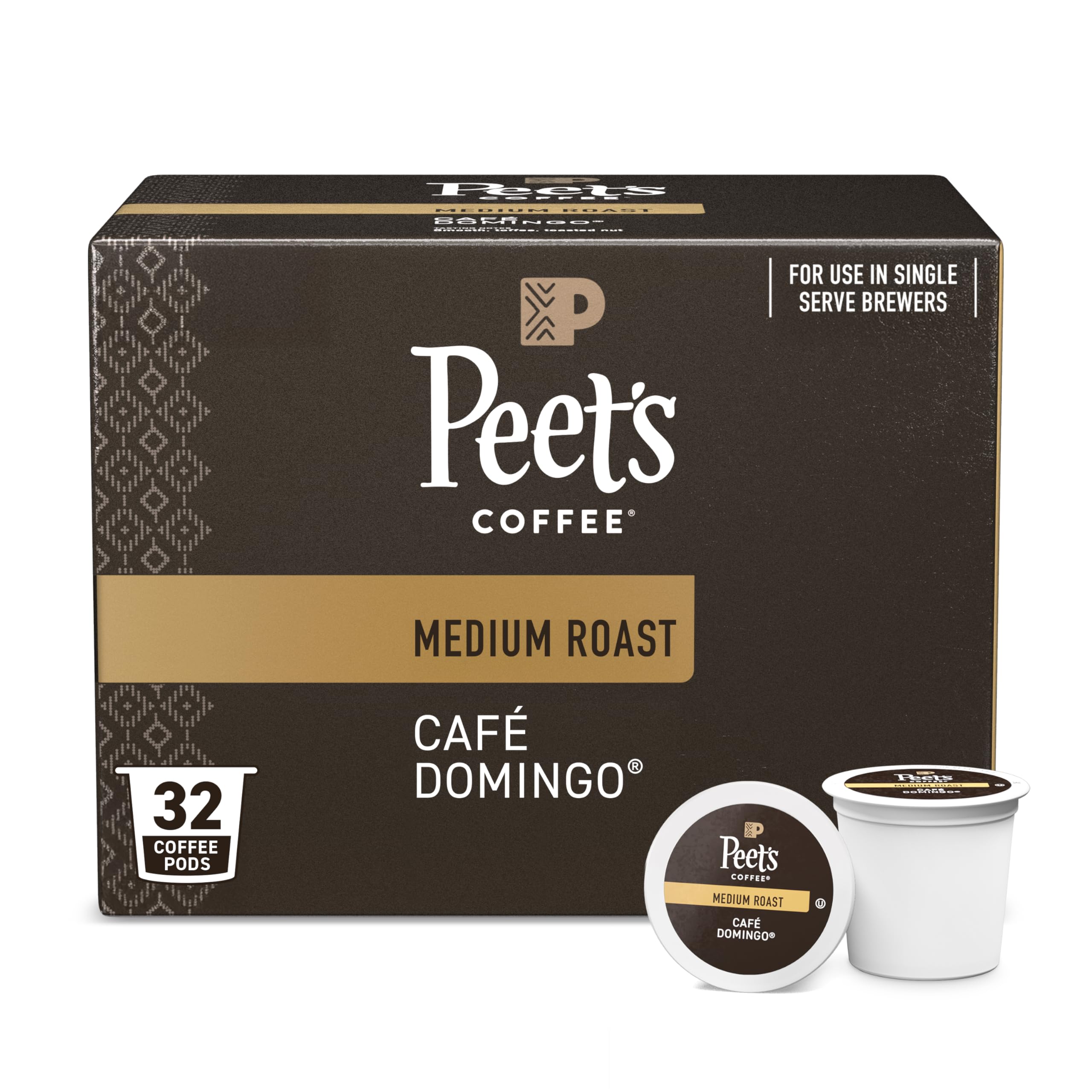 Peet's CoffeeMedium Roast Single Serve Coffee Pods - Café Domingo 32 Count (1 Box of 32 Pods)