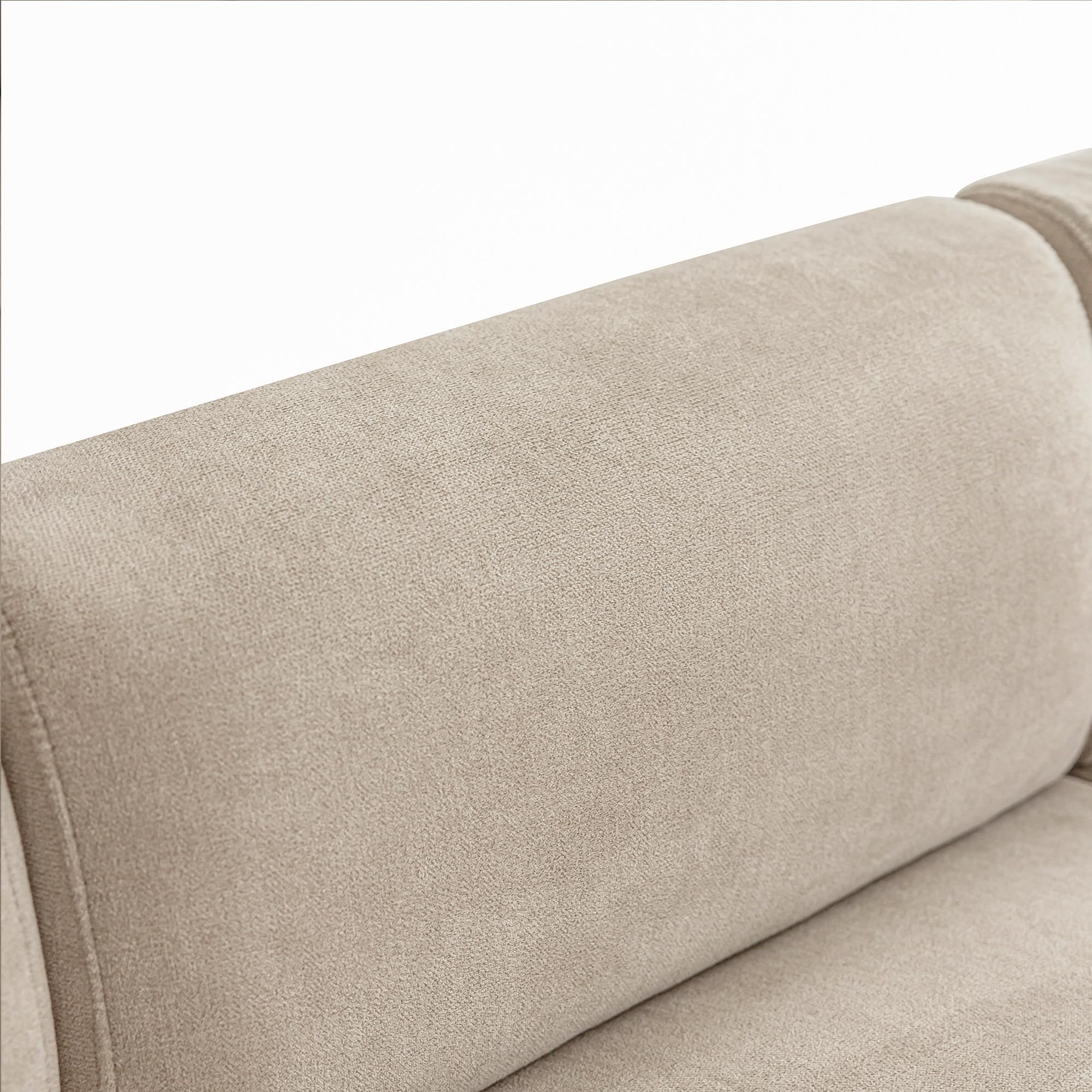 Azkoeesy Moderno divano da soggiorno a 3 posti, tessuto di ciniglia beige, imbottitura in spugna altamente elastica, 211 x 67 x 71 cm, con 2 cuscini decorativi