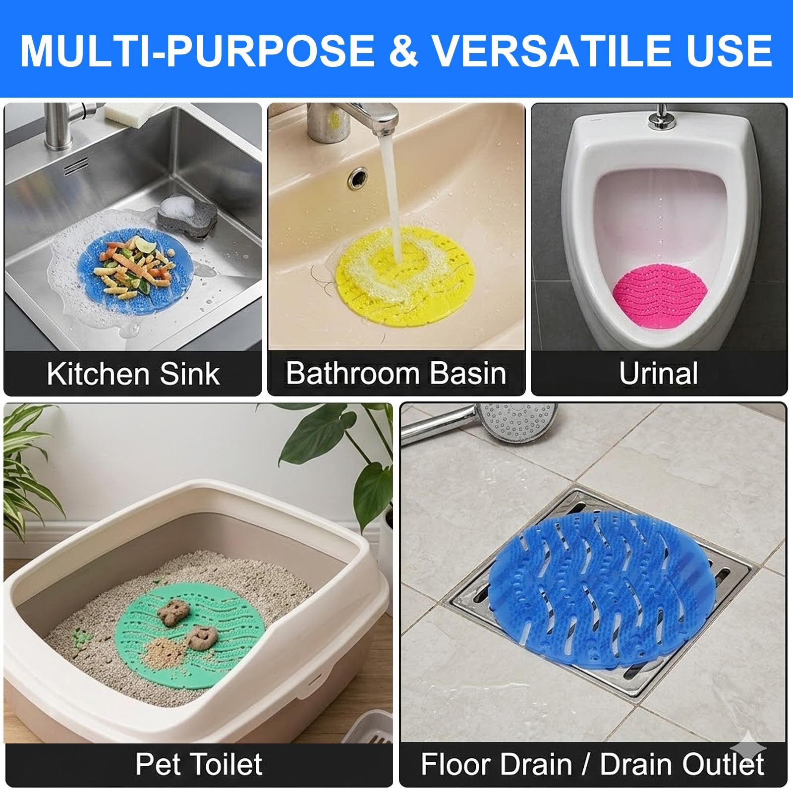Rejillas Urinario con Fragancia 16 Piezas, Filtro Anti Olor y Anti Salpicaduras, Desodorante WC Universal PVC