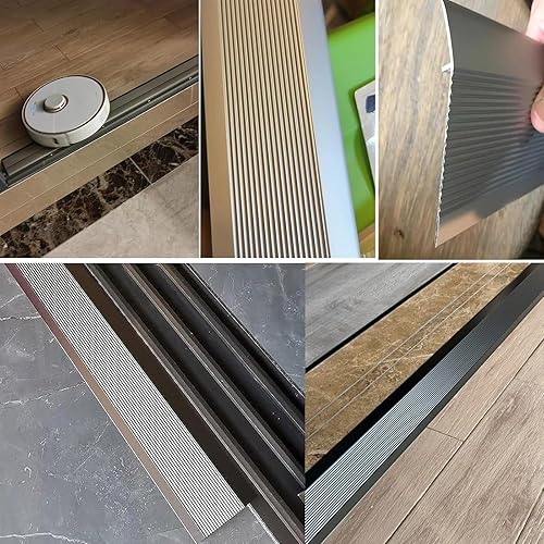 Miniatura 4 de Tira de umbral de transición de piso de aluminio, tira de borde de umbral de piso, borde negro para puerta de alfombra a azulejos, tira de