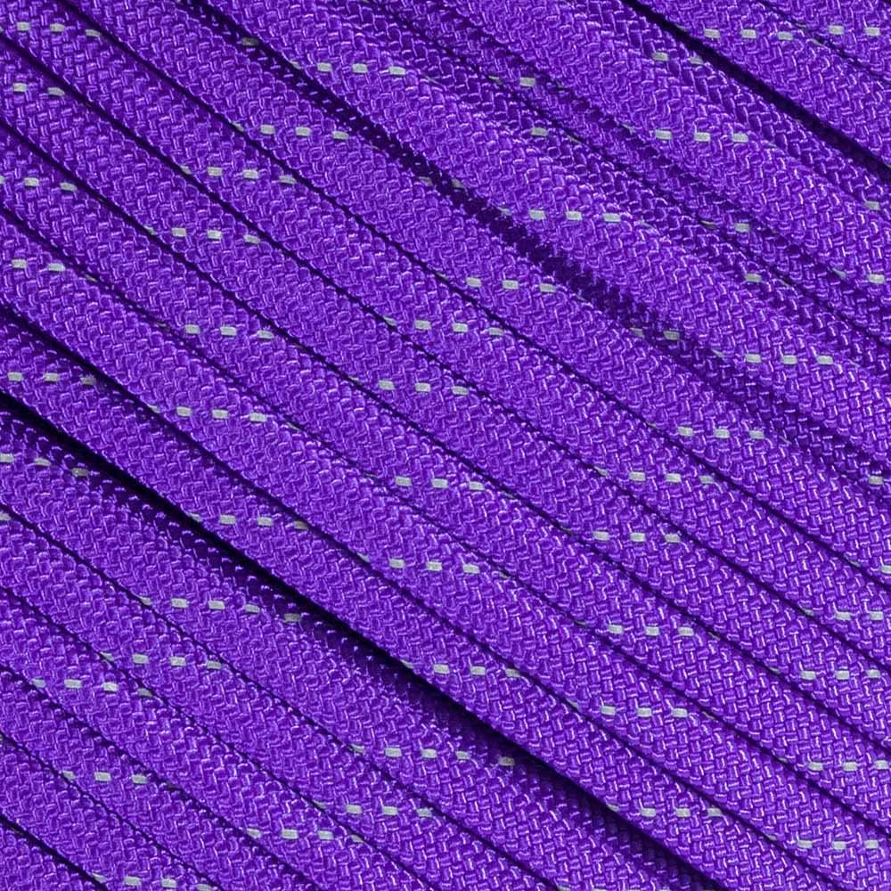 Fluorescent Reflective 550 Type III Guyline Tent Rope Camping Survival Cord High-Visibility Paracord- Rot and UV Fade Resistant (Reflective Acid Purple, 50 Feet)
