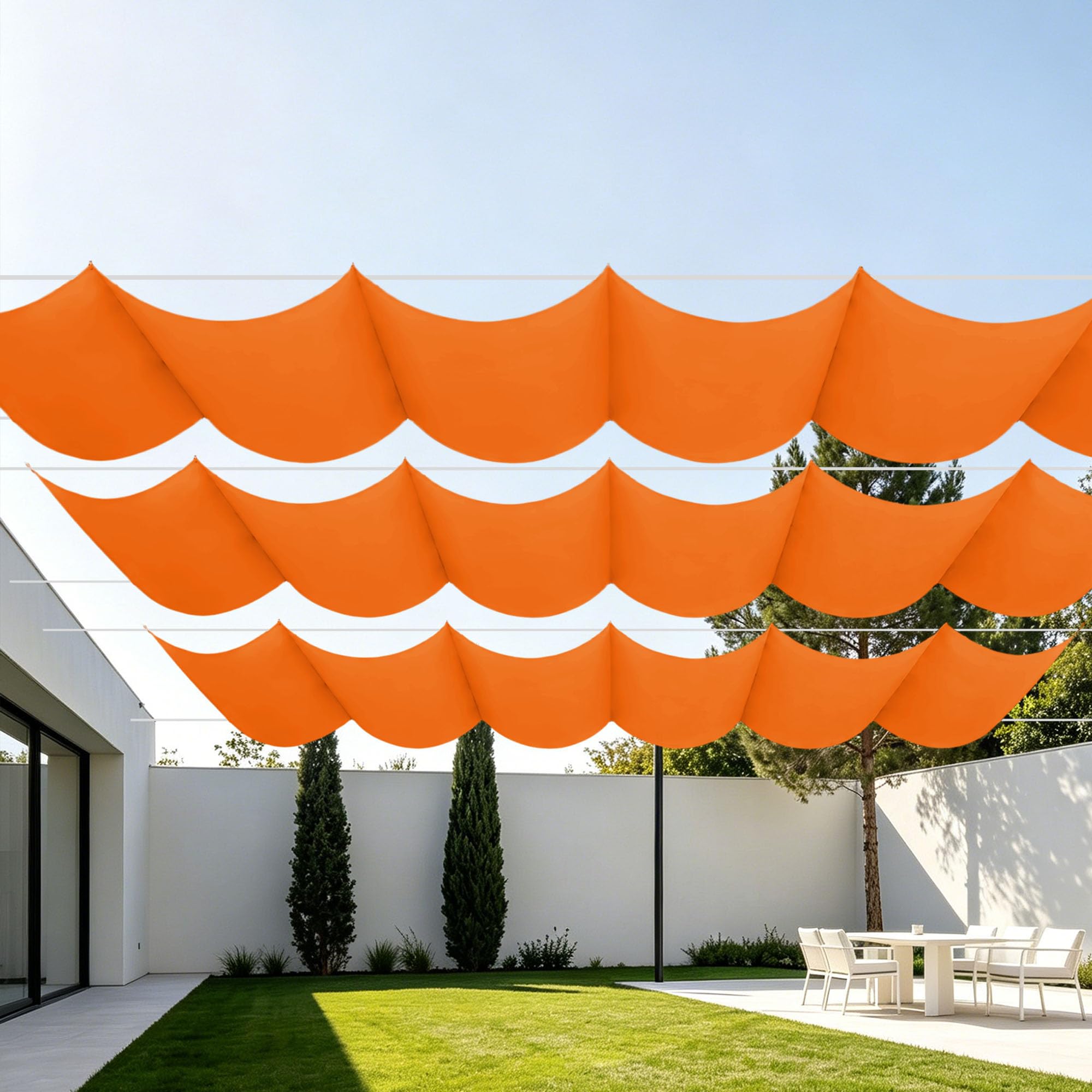 Toile d'ombrage rétractable 150x380 cm orange anti-UV avec oeillets pour balcon et terrasse