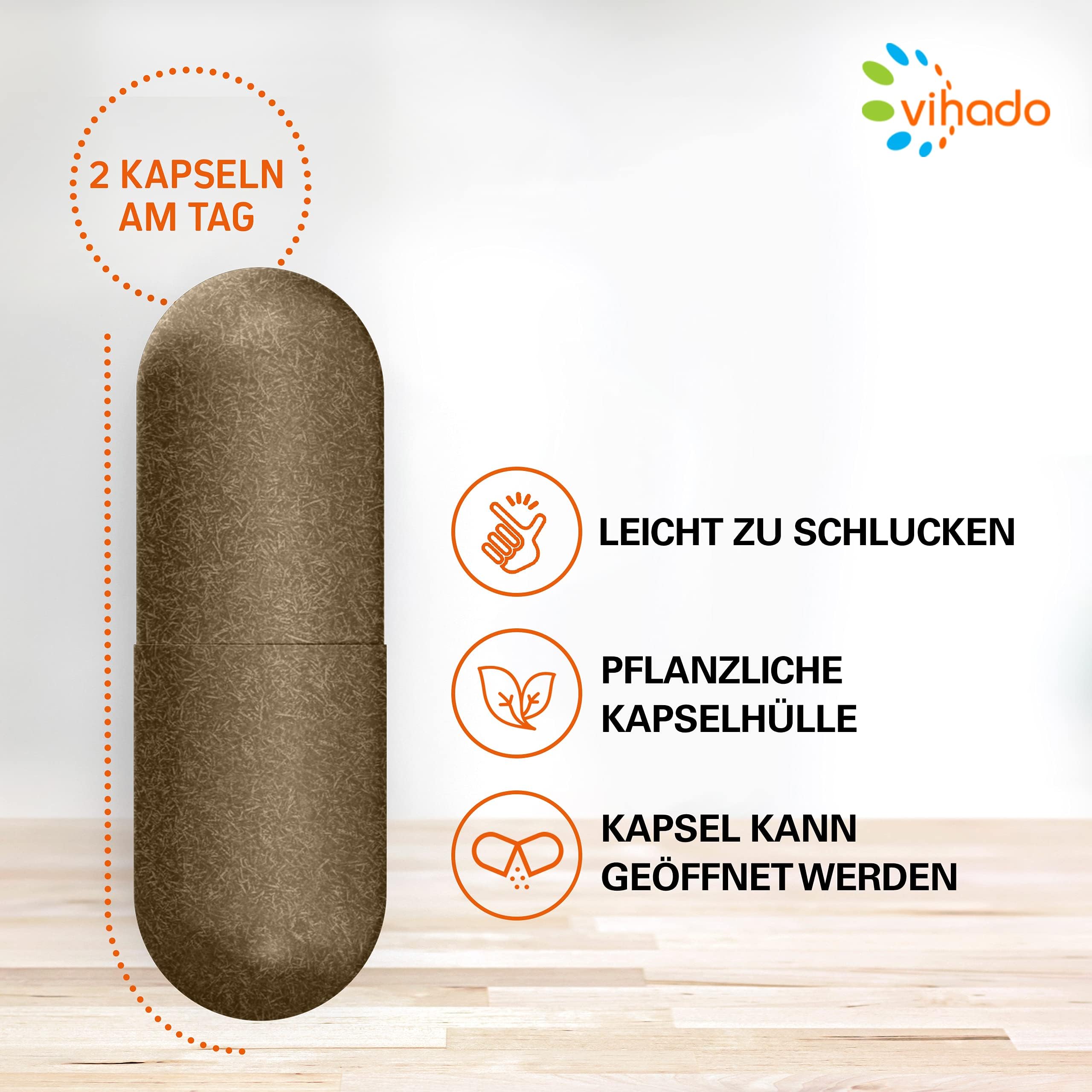 Vihado F-BDY 2.0 – Kapseln für einen normalen Stoffwechsel mit Pflanzenstoffen und Vitaminen – anregend mit Grüner Kaffee Extrakt – normaler Kohlenhydrat- und Fettsäuren-Stoffwechsel mit Zink