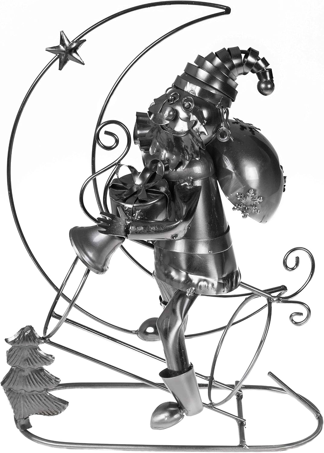 Clever Creations Metal Wine Bottle Holder, Vintage Figurine Wine Rack Décor for Tables, Shelves and Countertops, Santa