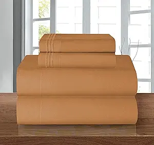 Elegant Comfort Luxury Soft 1500 Premier Egyptian 4-Piece Premium Hotel Quality Wrinkle Resistant Coziest Bedding Set, All Around Elastic Fitted Sheet, Deep Pocket up to 16inch, Full, Bronze