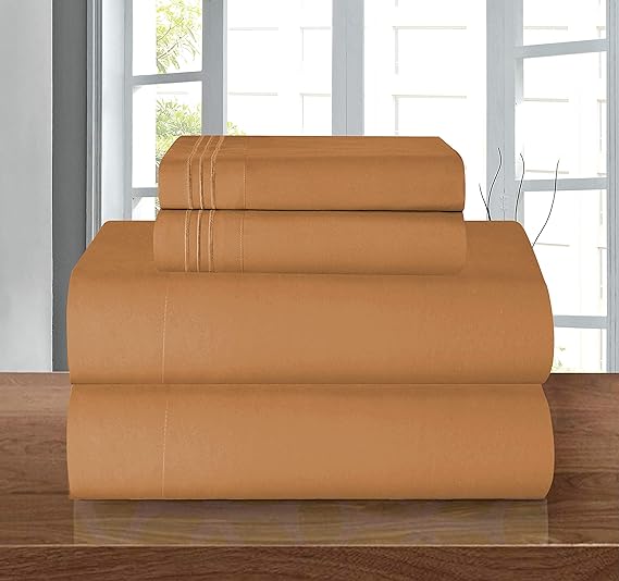 Elegant Comfort Luxury Soft 1500 Premier Egyptian 4-Piece Premium Hotel Quality Wrinkle Resistant Coziest Bedding Set, All Around Elastic Fitted Sheet, Deep Pocket up to 16inch, Full, Bronze