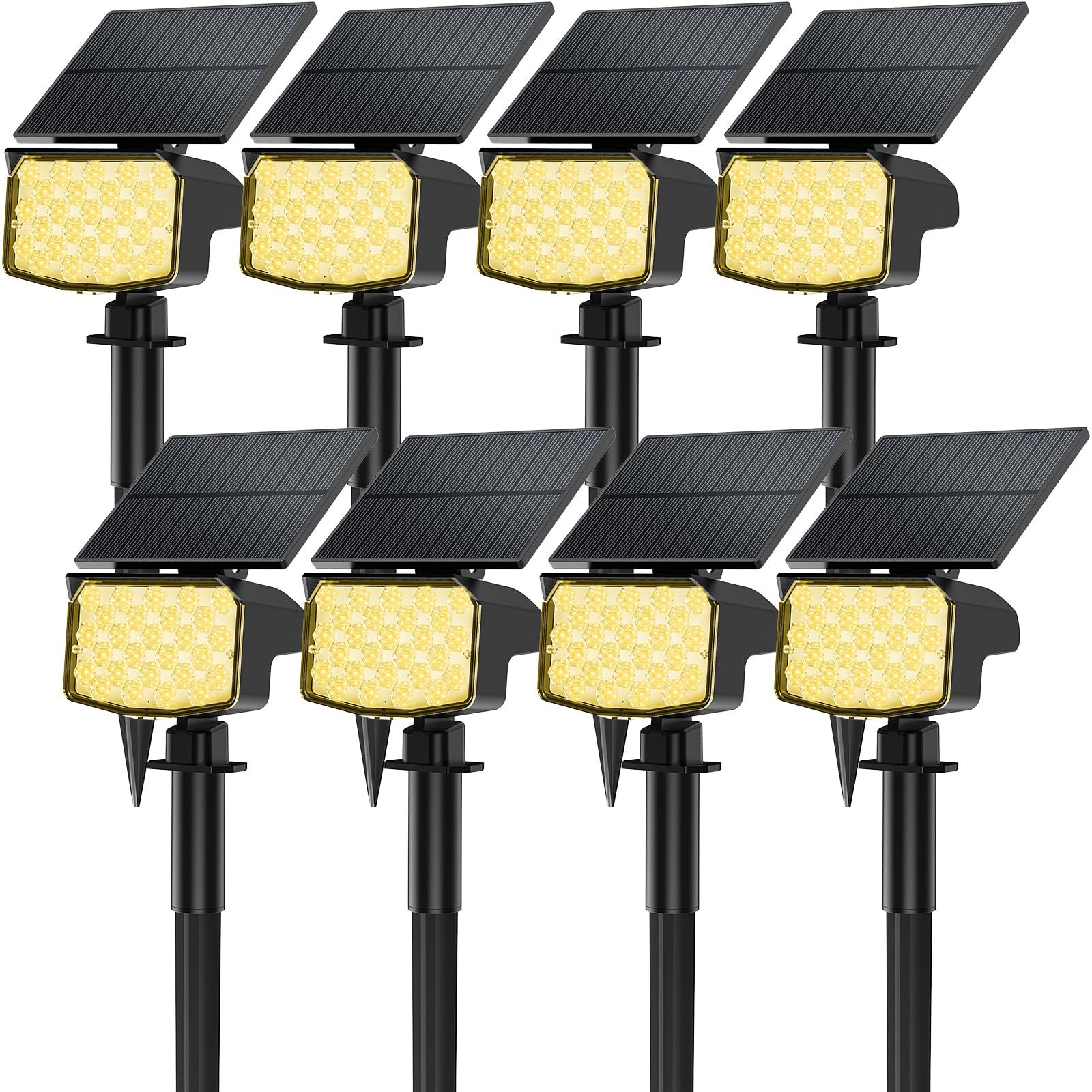 8 Pack Solar Spot Lights Outdoor 2-in-1