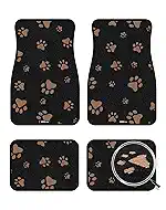 Universal Fit Waterproof Cute Dog Paw Car Floor Mats, Anti-Slip Backing & Adorable Paw Print Design, All Weather Car Mats, Automotive Floor Mats, Full Set of 4 (Brown)