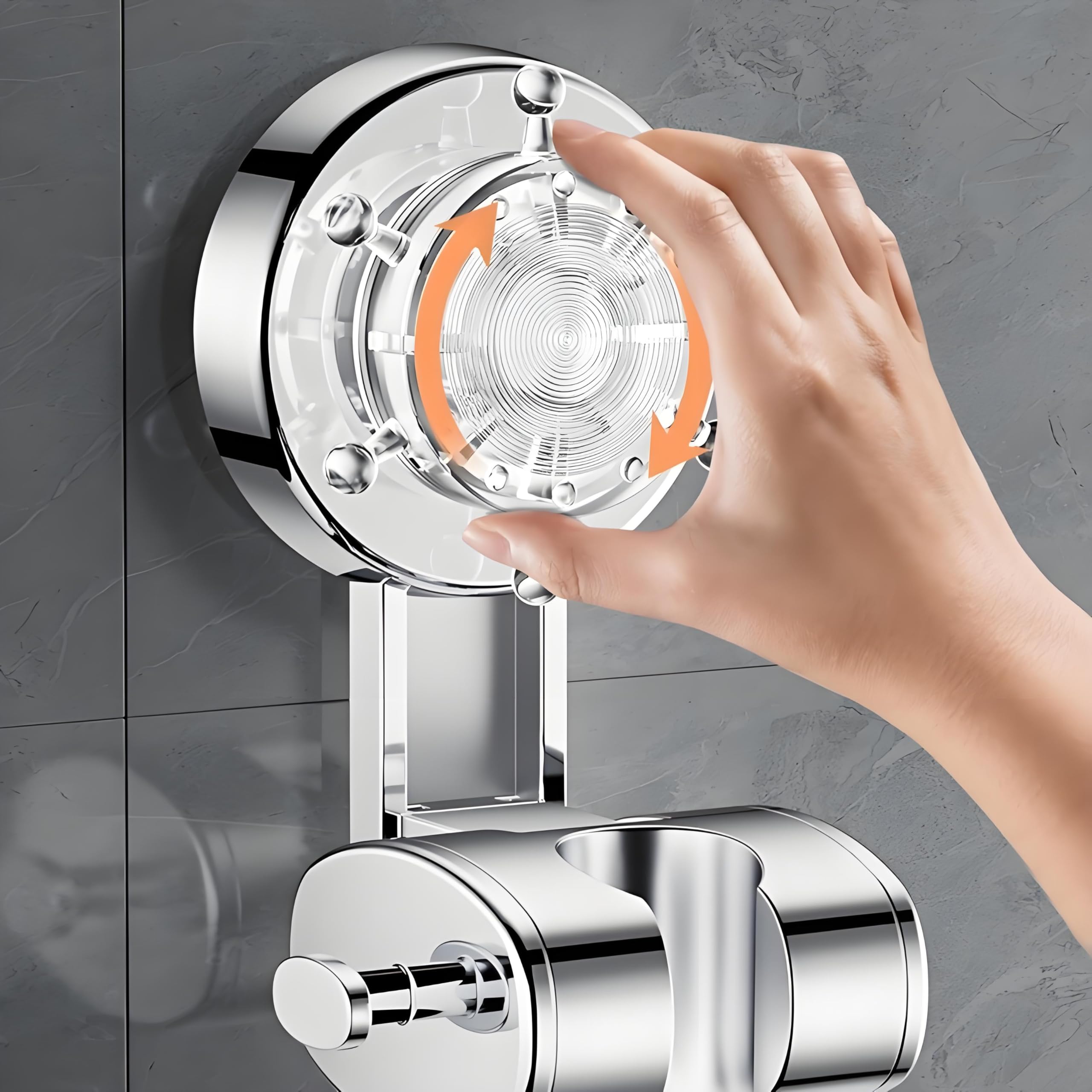 Soporte for cabezal de ducha con ventosa, fácil de instalar y sin taladros, soporte de pared ajustable for ducha de mano, organizador de baño de ABS.(SILVER)