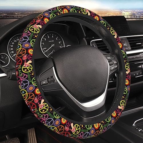 Miniatura 12 de Funda de volante vintage floral hippie de los 70, diseño de hongo retro, cubierta de volante de neopreno antideslizante para mujeres, hombres y