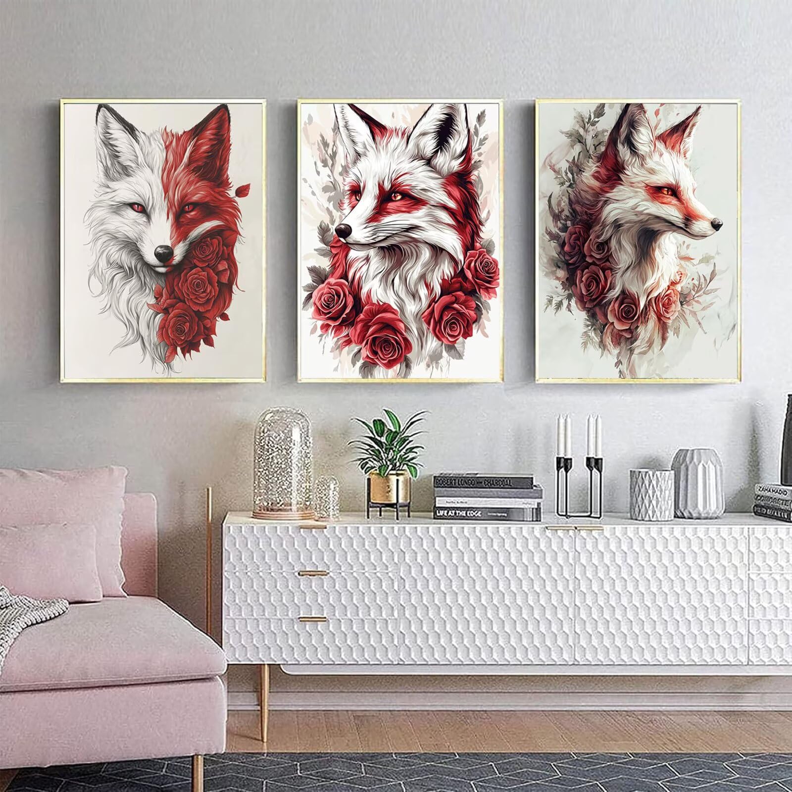 Generico Cnyaunfi 3 Pezzi Animali Pittura Diamante Fai-Da-Te, 5D Beige Diamond Painting Kit Completo per Hobby Creativi Adulti, Per La Decorazione Della Parete Di Casa 70x90cm YF-3244