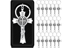 Junkin 24 Pack Catholic Keychain Crucifix Jesus Keychain Medal for Baptism Communion