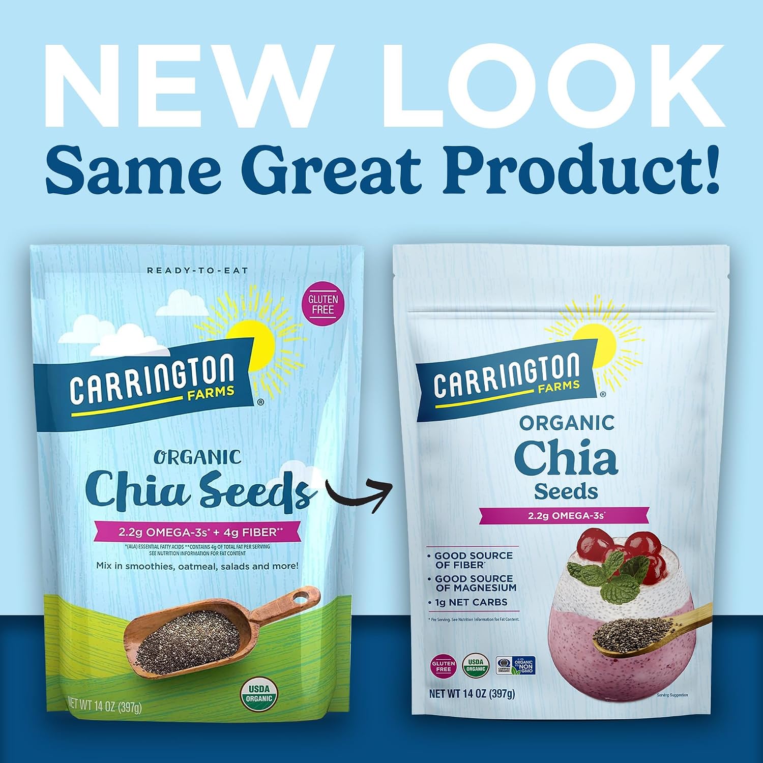 Carrington Farms Organic Chia Seeds, Gluten Free, USDA Organic, 14 Ounce (Pack of 6) image 3