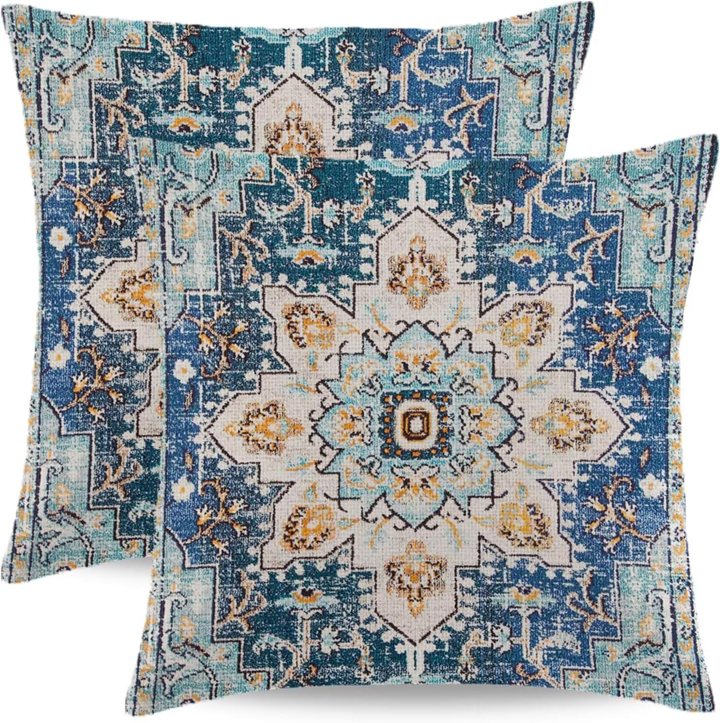 Amazon.com: Wsunsal Boho Pillow Covers 20X20 Inch Set of 2 Blue
