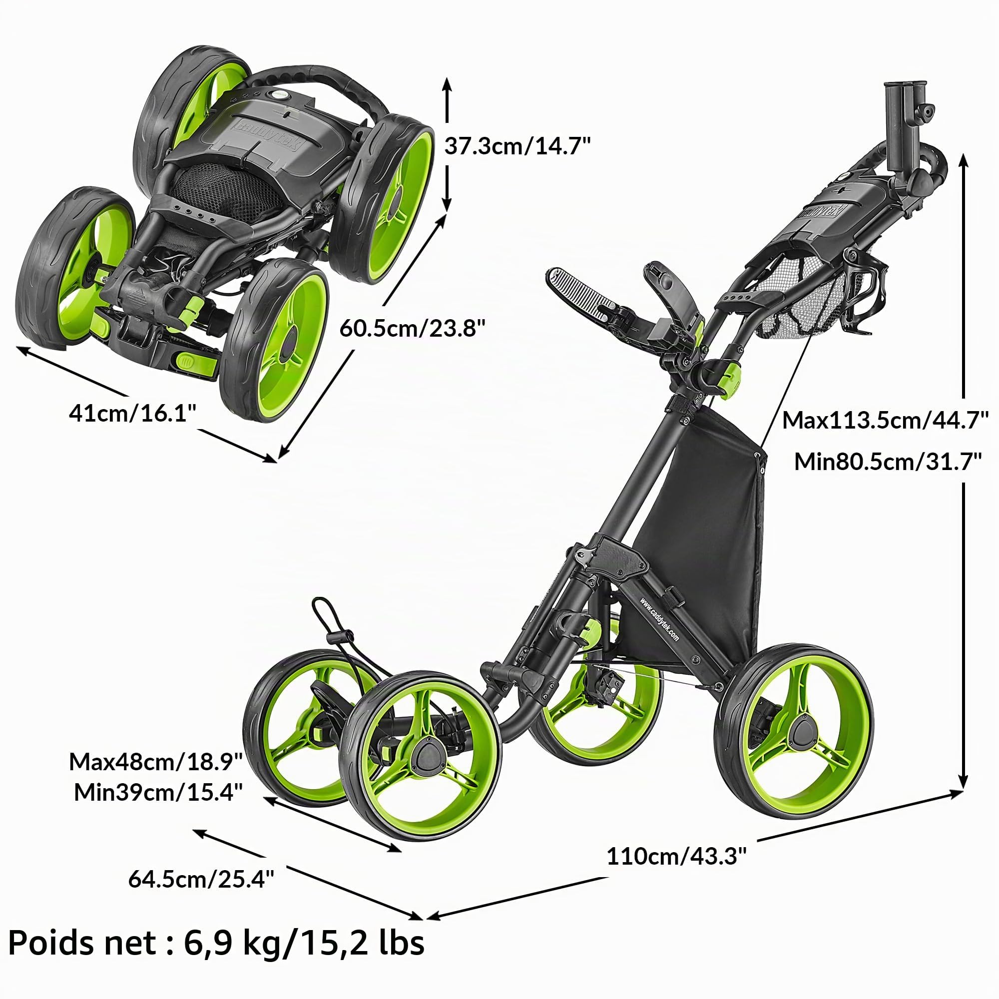 CaddyTek - Chariot de Golf Ultra léger à 4 Roues Explorer V8