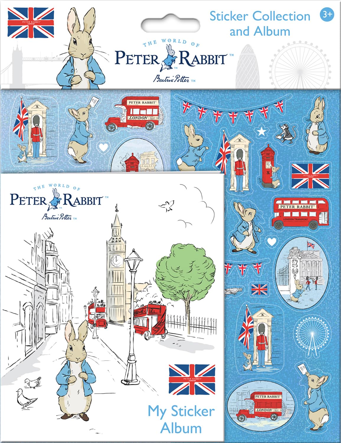 Peter Rabbit Sticker Collection and Album, Featuring London Scenes| Official Licensed Product | Reusable on Non-Porous Surfaces | Age 3+, Unisex | Gifts, Presents, Party Bag, Scrapbooking
