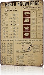 Vintage Metal Signs Baker'S Pan Conversion Chart-Funny Poster Wall Art for Home Living Room Garage Bar Decor 8X12inch