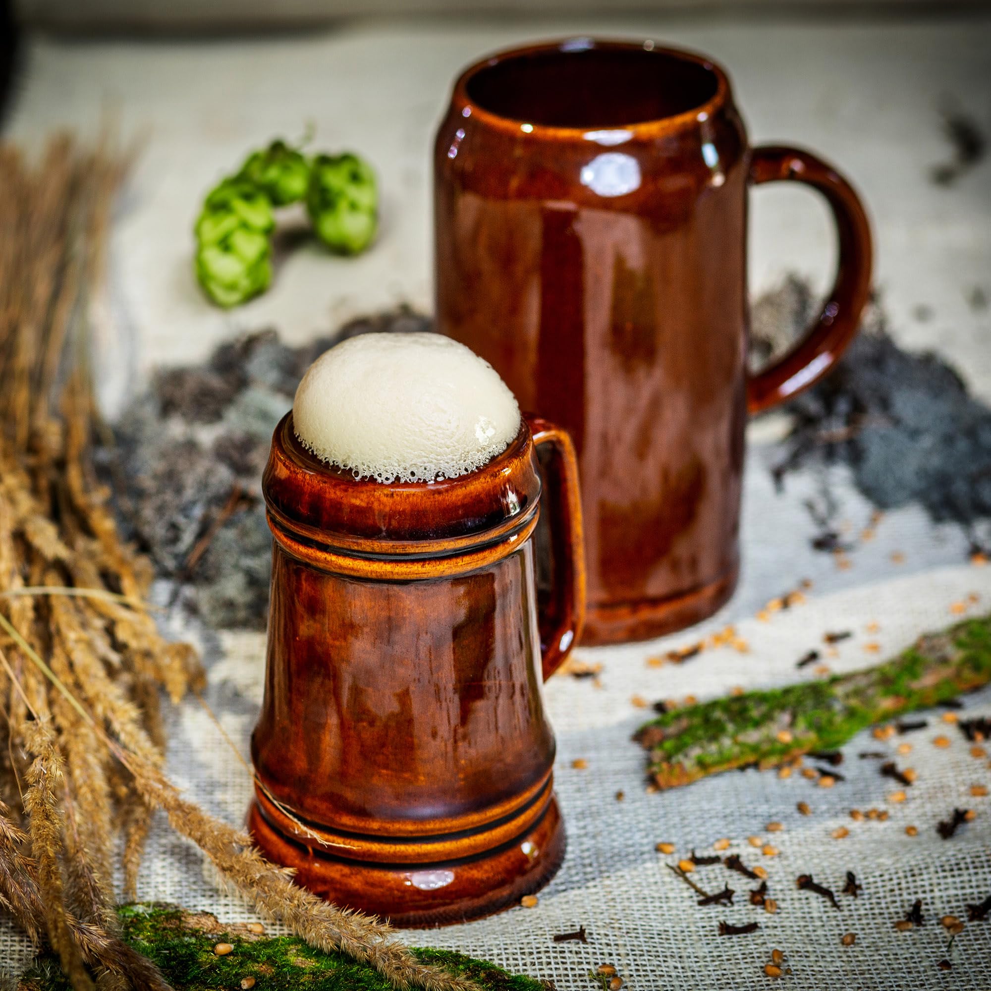 KADAX Keramikbierkrug, Bierkrug aus Keramik, Spülmaschinenfester Bierseidel mit Handlichem Griff, Steinkrug für Wein, Bier, Glühwein und Flüssig Honig (4, 500ml)