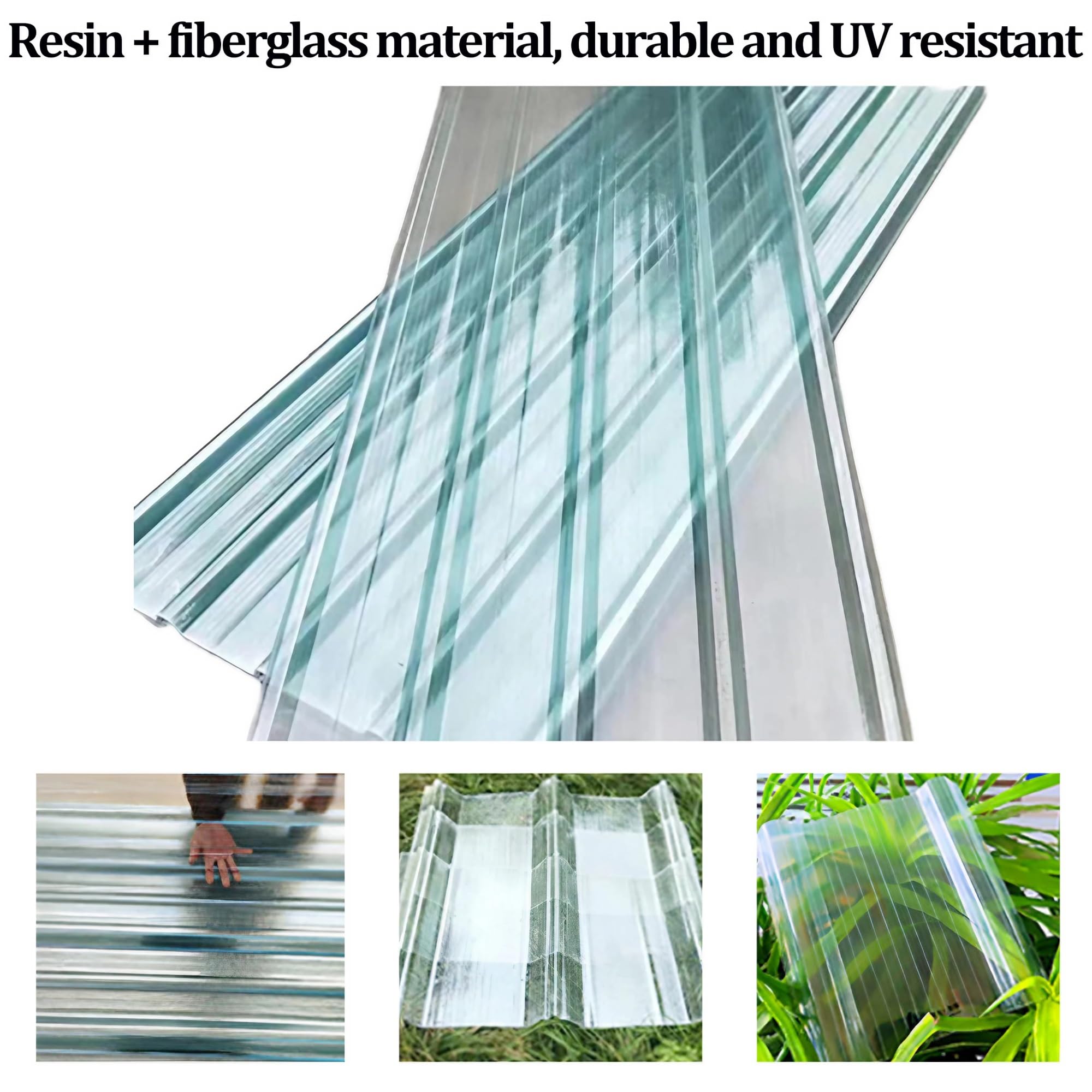 Panel De Techo FRP Corrugado Transparente Con Protección UV, 0.9m Ancho X Largo A Elegir, Impermeable Y Resistente Para Garajes Y Cobertizos