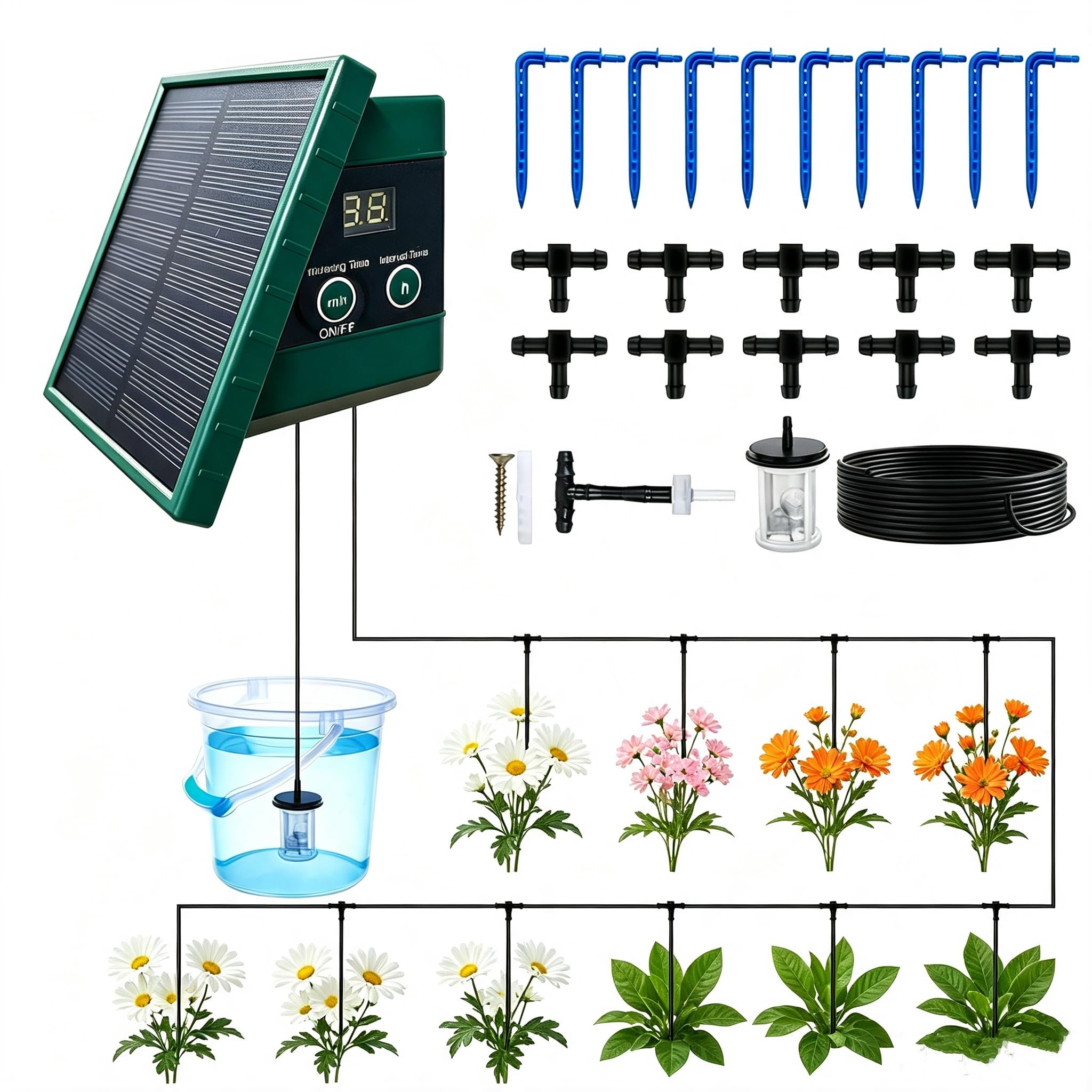 Système D'irrigation Goutte à Goutte, Kit D'arrosage Solaire Pour 10 Pots