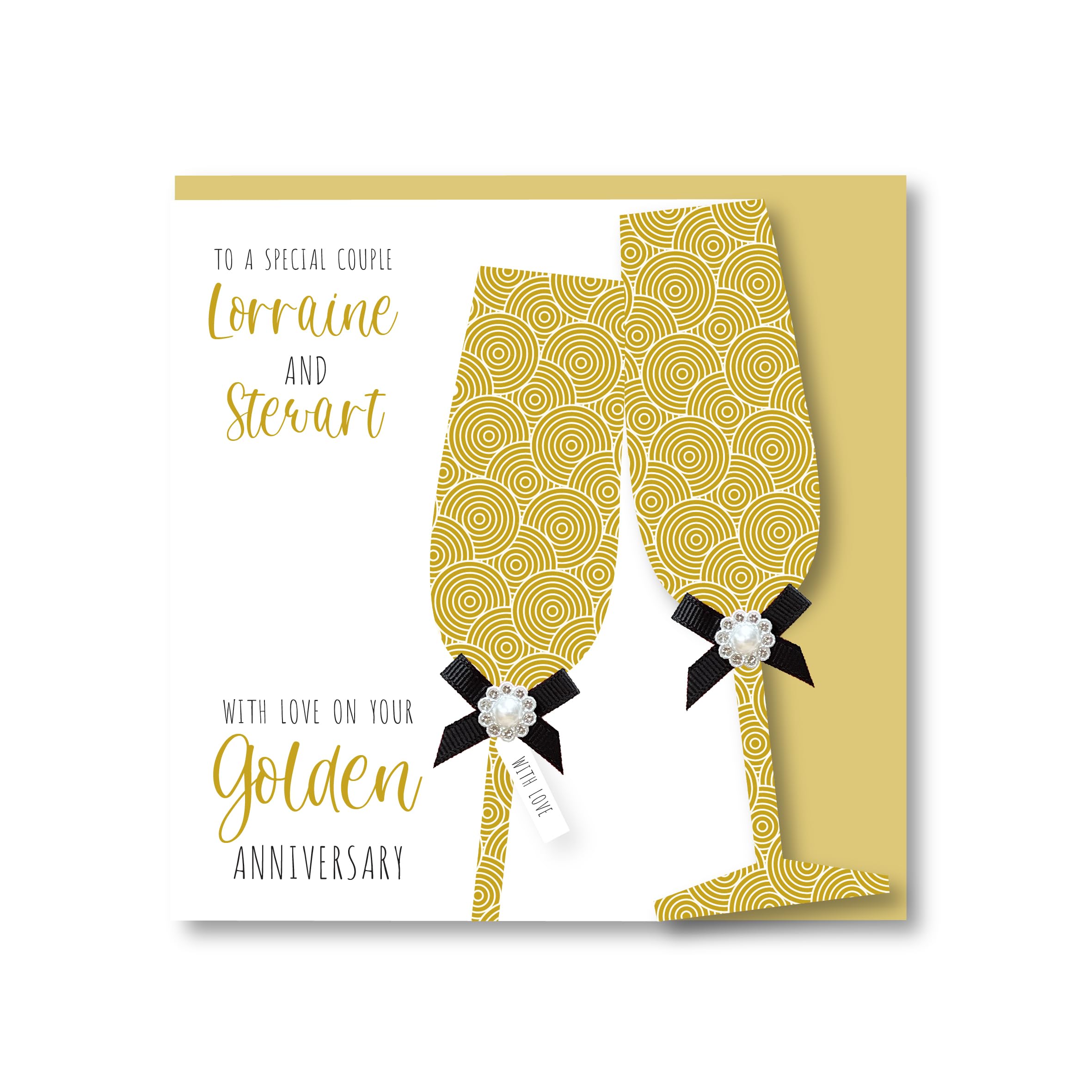 Personalised Handmade Golden, 50th Wedding Anniversary Card, Friends Daughter Son Niece Nephew Granddaughter Grandson