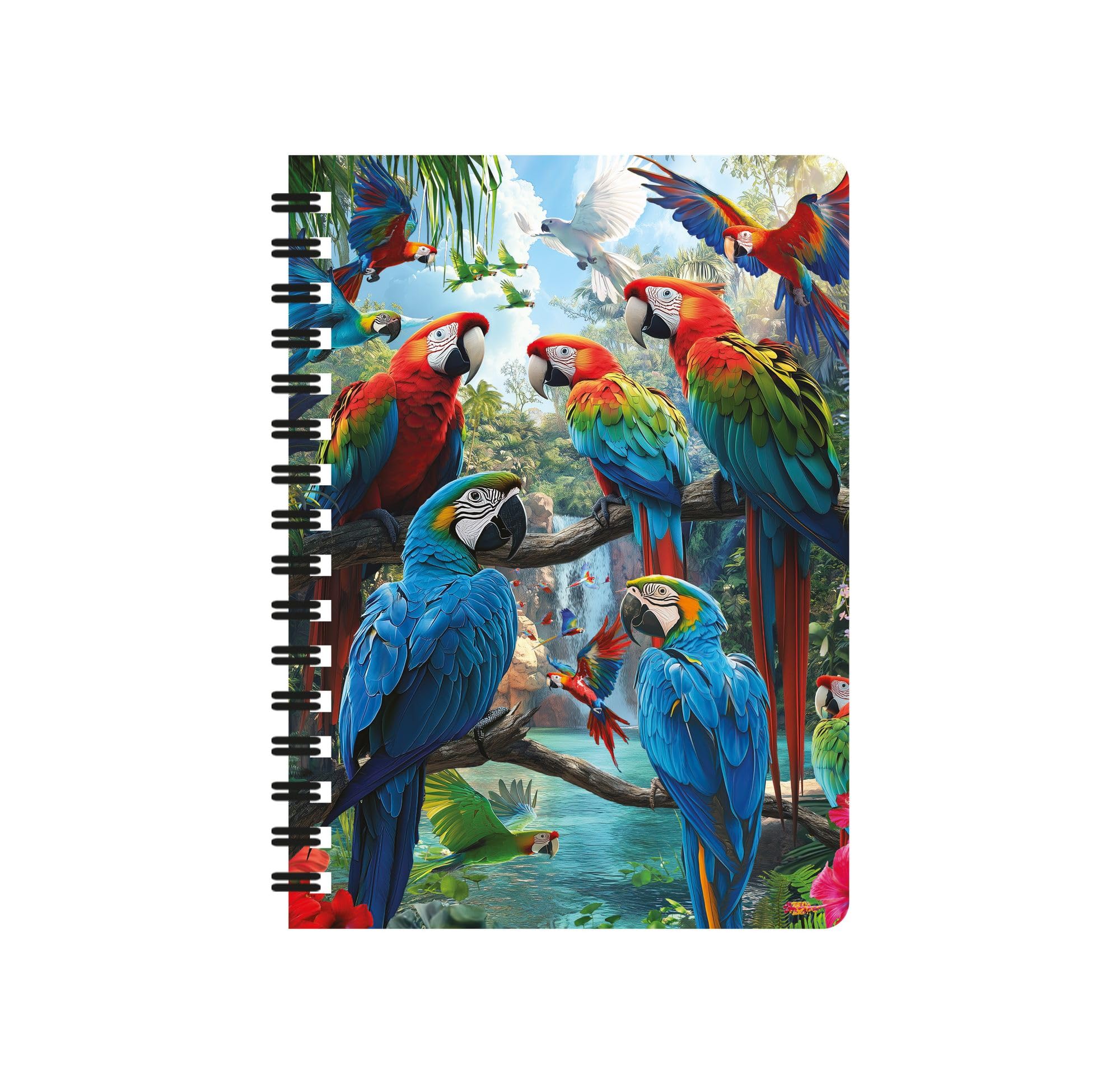 3D LiveLife Jotter - Tropical Troupe from Deluxebase. Spiral Bound A6 Notebook with 80 Plain Recycled Pages. Pocket Sized Animal Notepad, Journal or Drawing Book with Parrot Cover — image 1