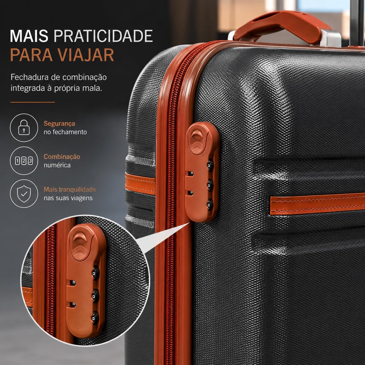Mala de Viagem Pequena Bordo 360° Rígida com Rodinhas Giro Duplo e Cadeado Integrado, Leve, Resistente e Elegante para Avião e Viagens Curtas (Grafitte Dark) Mala de Viagem Pequena Bordo 360° Rígida com Rodinhas Giro Duplo e Cadeado Integrado, Leve, Resistente e Elegante para Avião e Viagens Curtas (Grafitte Dark)
