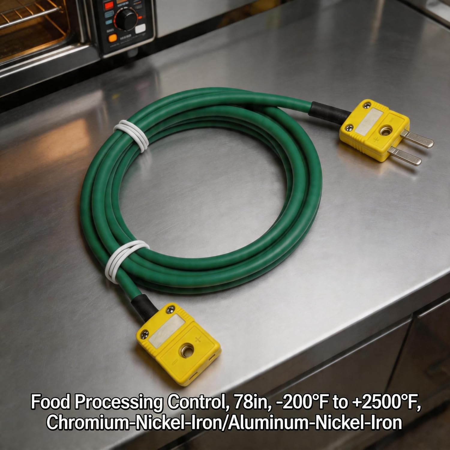2 Pack K-Type thermocouple Extension Cable, Length 78 inches, Equipped with Type K thermocouple Connector