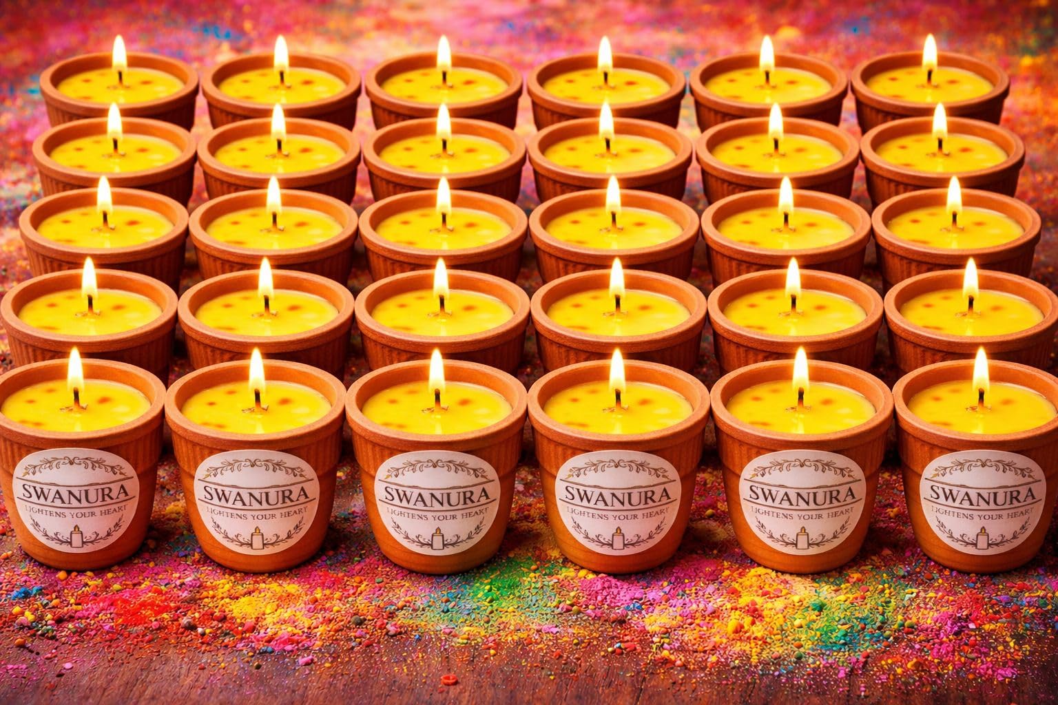 SWANURA Holi Special Thandai Kulhad Scented Candle Set of 4