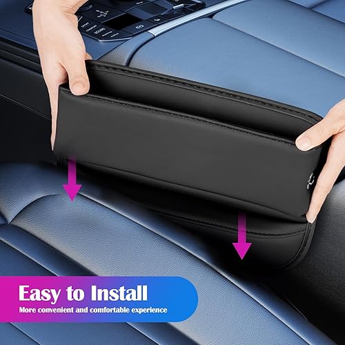 Miniatura 6 de Paquete de 2 rellenos de espacio para asiento de automóvil, caja de almacenamiento de cuero de alta calidad, organizador multifuncional para