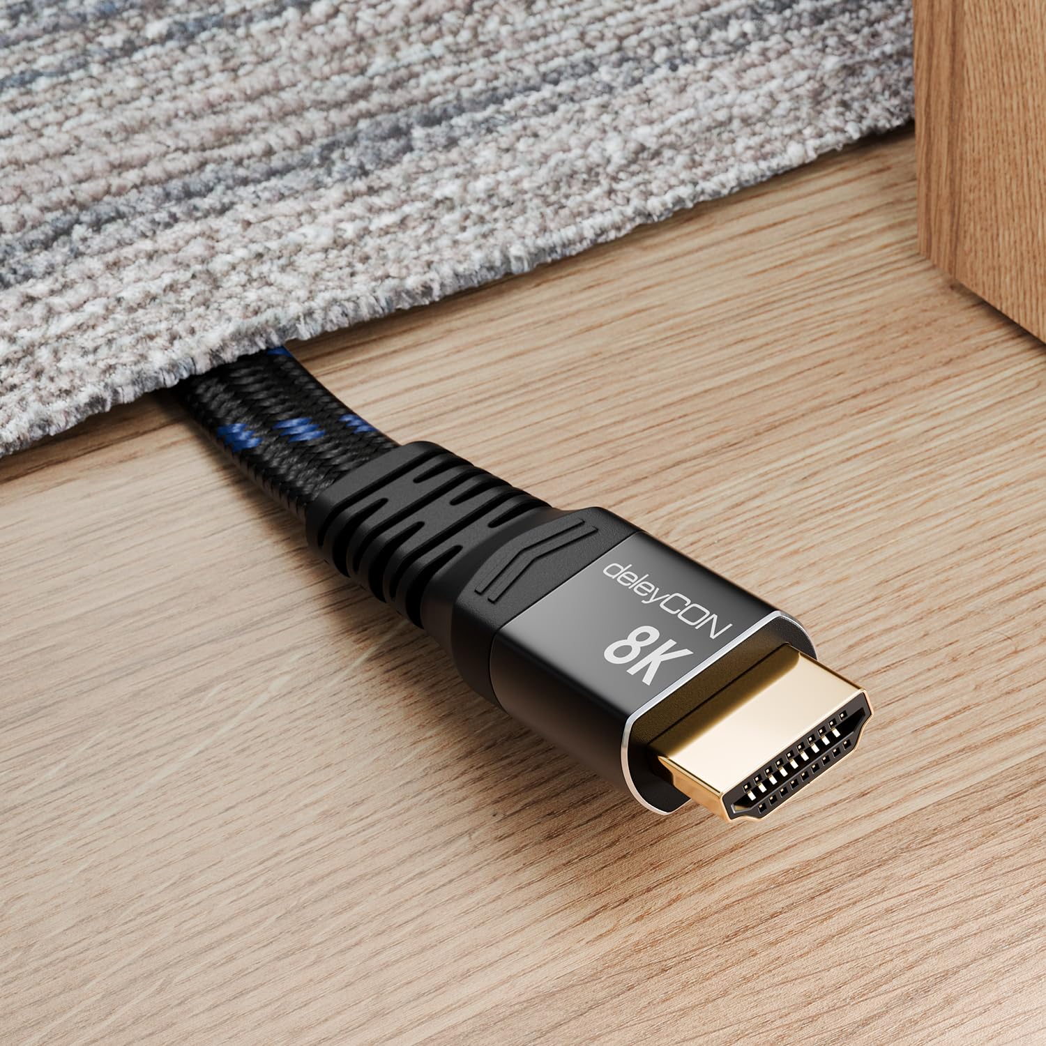 deleyCON 2m Câble HDMI 2.1 8K Plat - pour TV, Moniteur, PS4, PS5, Xbox, Barre de son Dolby Atmos EARC, HDR10+ VRR - 48Gbps Câble Ultra High Speed - 10K/8K@60Hz, 4K@120Hz/144Hz, 2K@240Hz