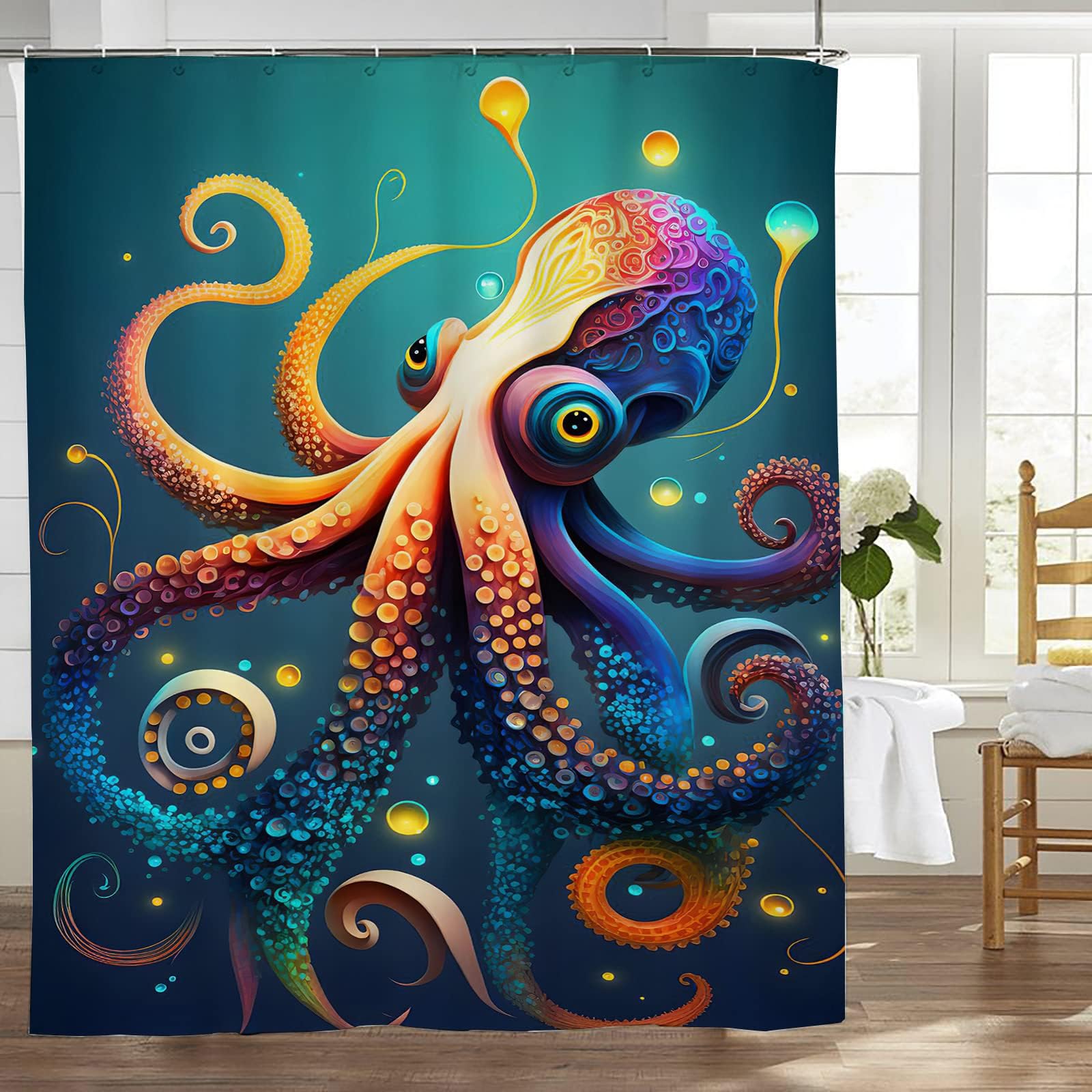 Fuzawet Funny Octopus Shower Curtain Colorful Ocean Octopus
