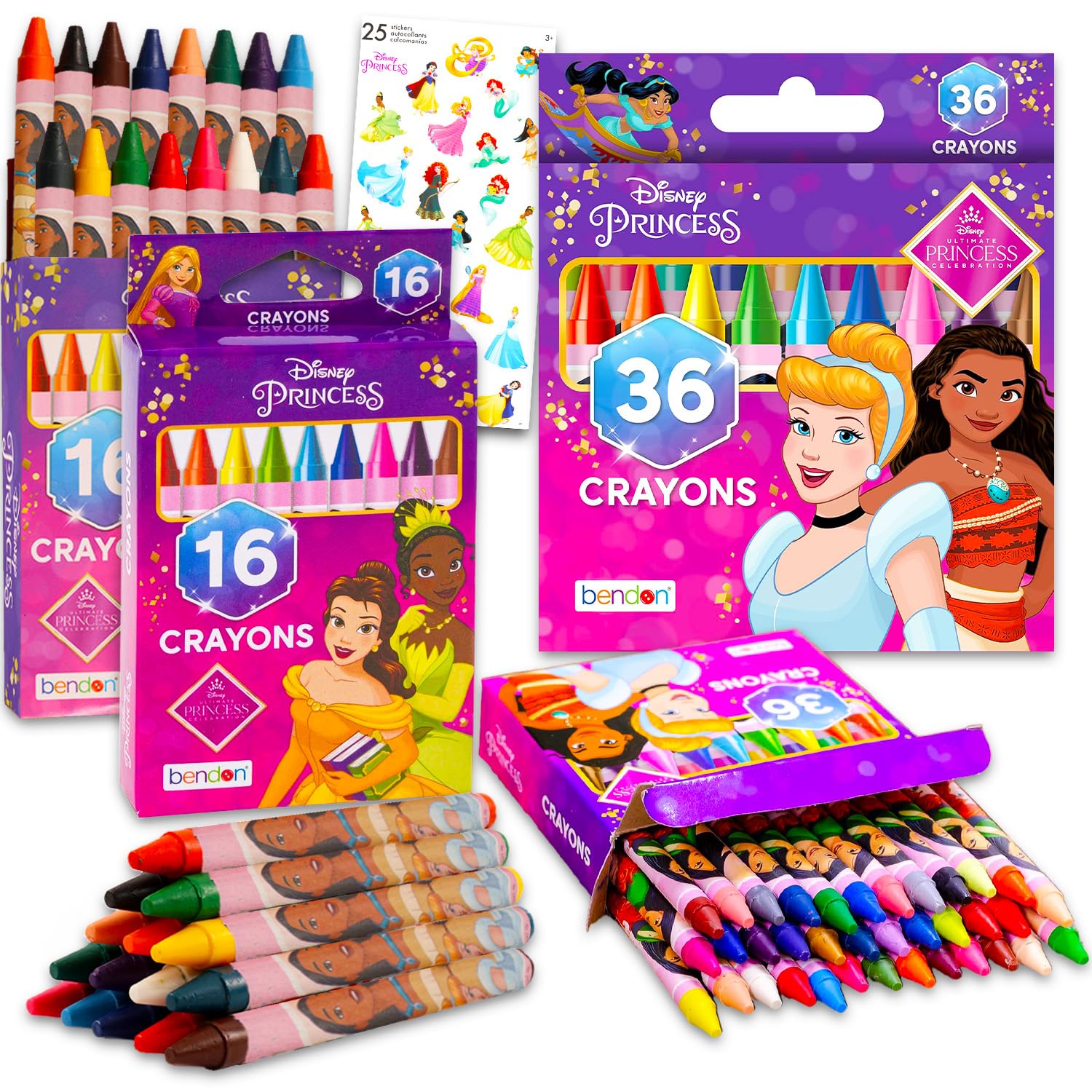 Disney Prinzessin-Malstifte für Kleinkinder im Alter von 1–3 Jahren – Bündel mit 68 Buntstiften für Kleinkinder mit Disney Prinzessinnen für Gastgeschenke, Geschenktüten und mehr | Disney