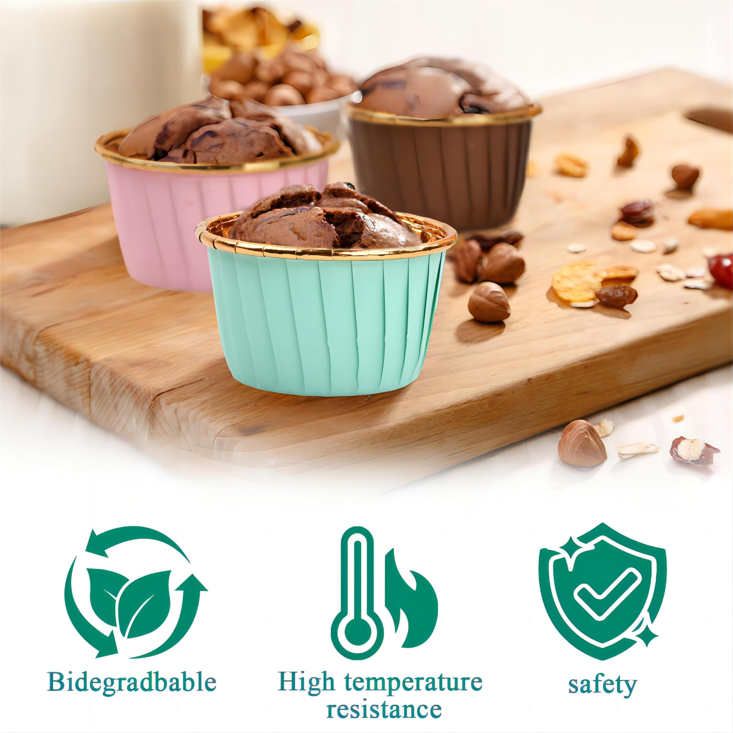 sourcing map 50 pirottini da forno per cupcake, 99,2 g, dorati
