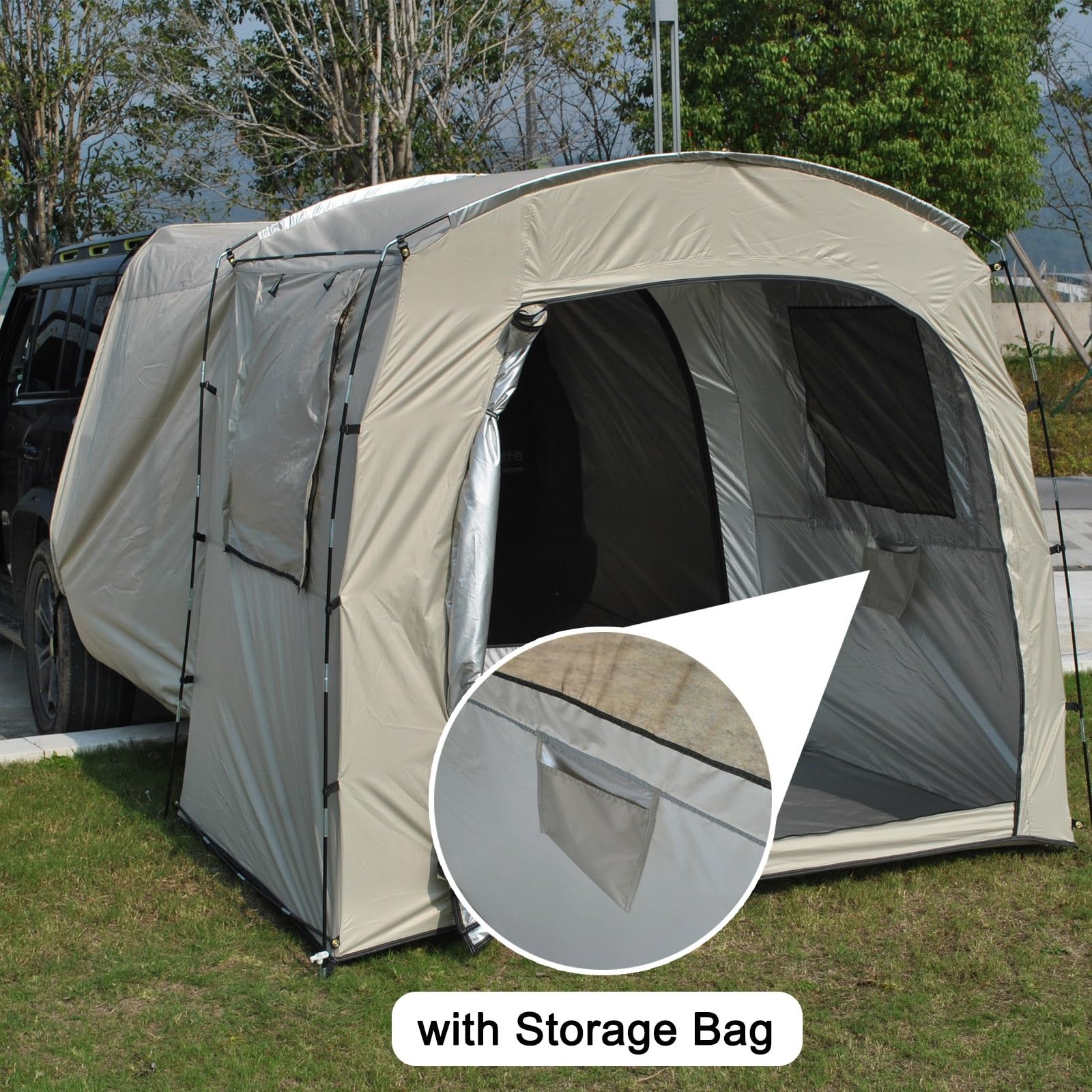 Heckzelt Auto, Autozelt Heckklappe mit Moskitonetz Fenster | PU4000 Wasserdichtes Oxford-Gewebe, UV-BestäNdige GeräUmig, Bietet Platz für 2 Personen, für Camping- und Roadtrips