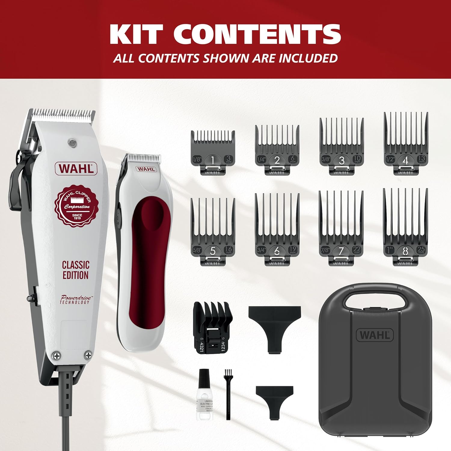 Wahl USA Classic Edition Corded Hair Clippers & Cordless Hair Trimmer for Men, Women & Children – POWERDRIVE Motor for Smooth, Consistent Haircutting & Touch-Up Trimmer – Model 3029167