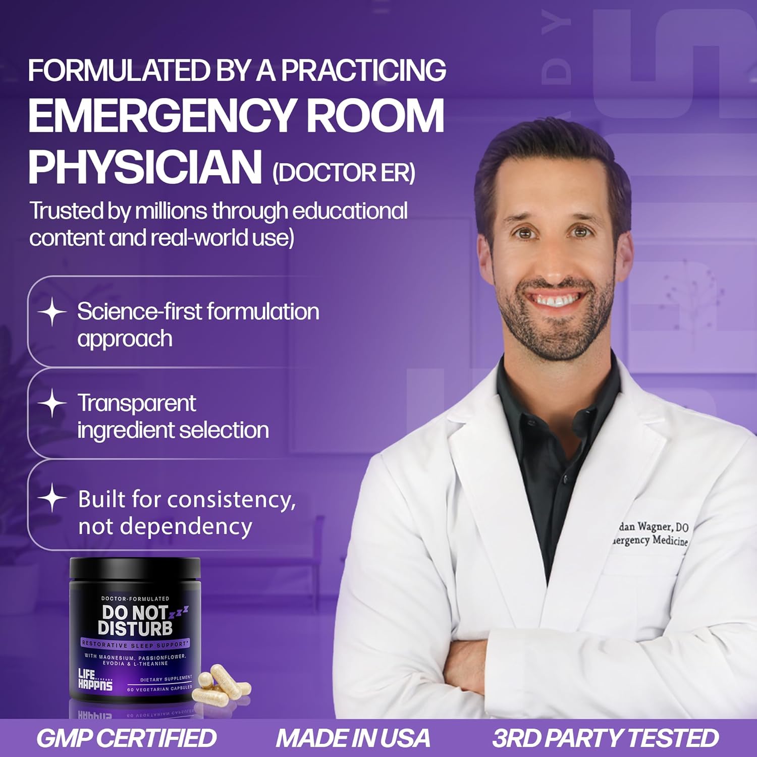 Doctor Formulated Triple Magnesium for Sleep, Calm & Relaxation with Chelated Magnesium Glycinate, L-Theanine, Passionflower & Evodia – Non-Habit, No Melatonin Magnesium Sleep Aid Support Supplement - Image 7