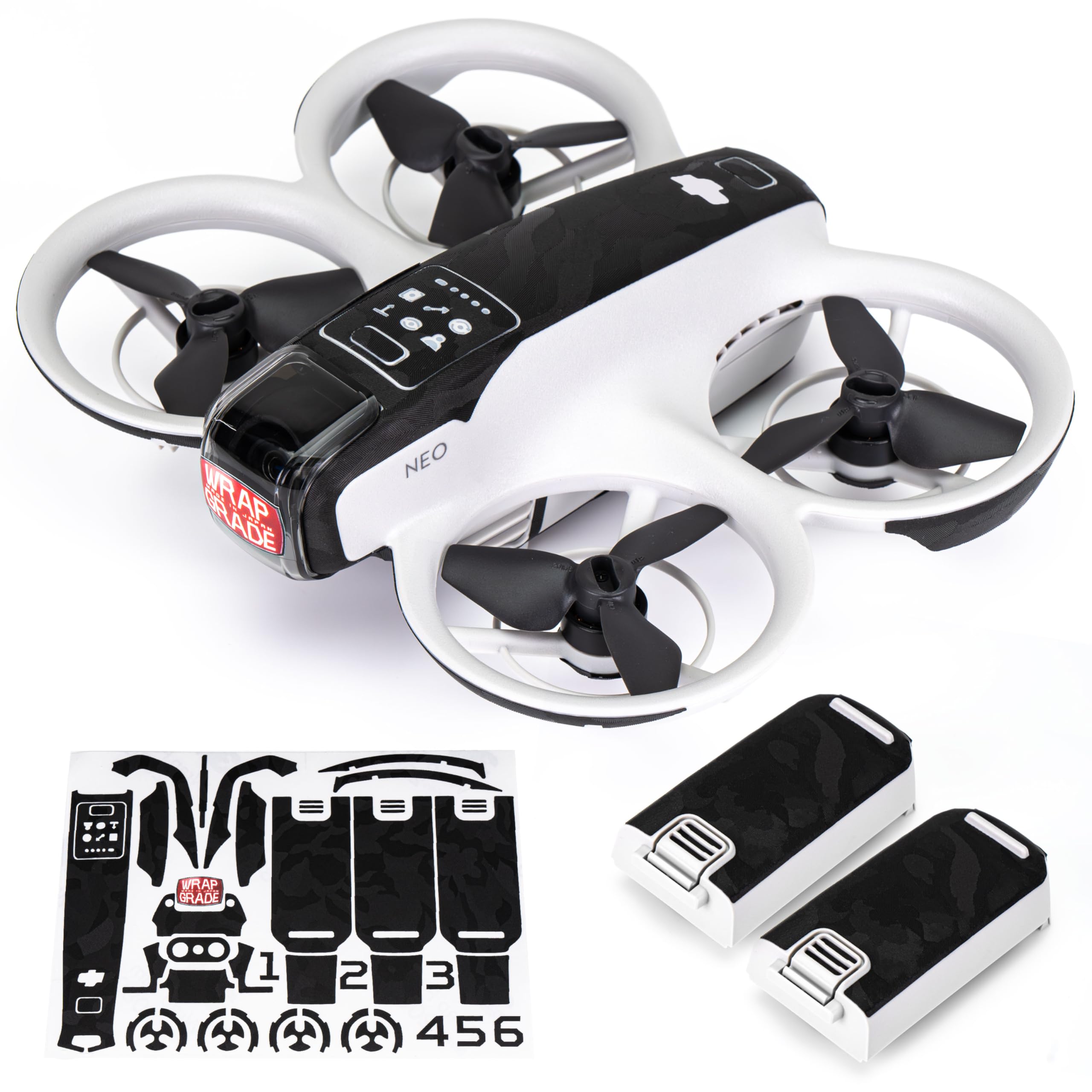 Wrapgrade for DJI NEO Accent Color Sticker (Black Bumpy Camo)