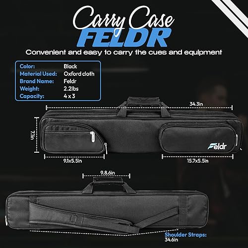 Miniatura 3 de Obsidian Carbon Fiber Pool Cue Stick 57" Billiard Cue Sticks Professional Low Deflection Pool Sticks with 12.5mm Tip, Microfiber Cloth, Gloves, Pool