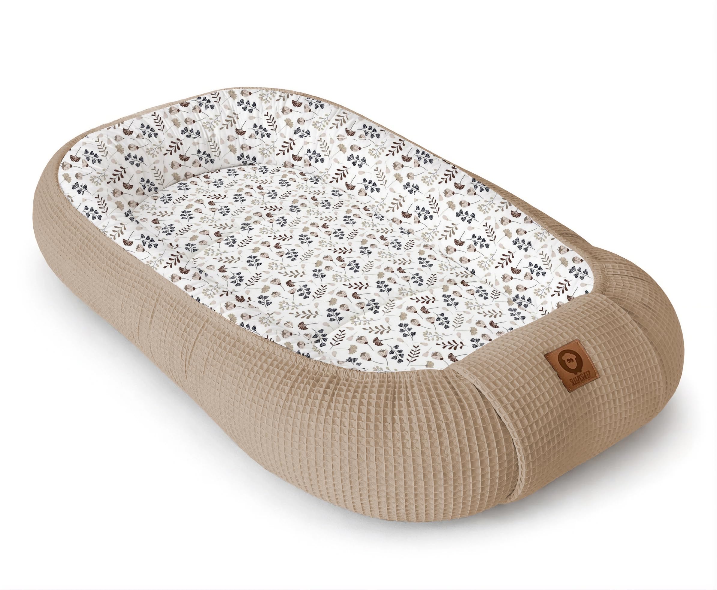 Babynestchen Neugeborene – Nestchen Baby aus Waffel Baumwolle & Baumwollstoff – Babynest für Babybett & Kinderbett – Baby Kokon Tragbar – OEKO-TEX – Zubehör für Babybett - Zweige und Braun