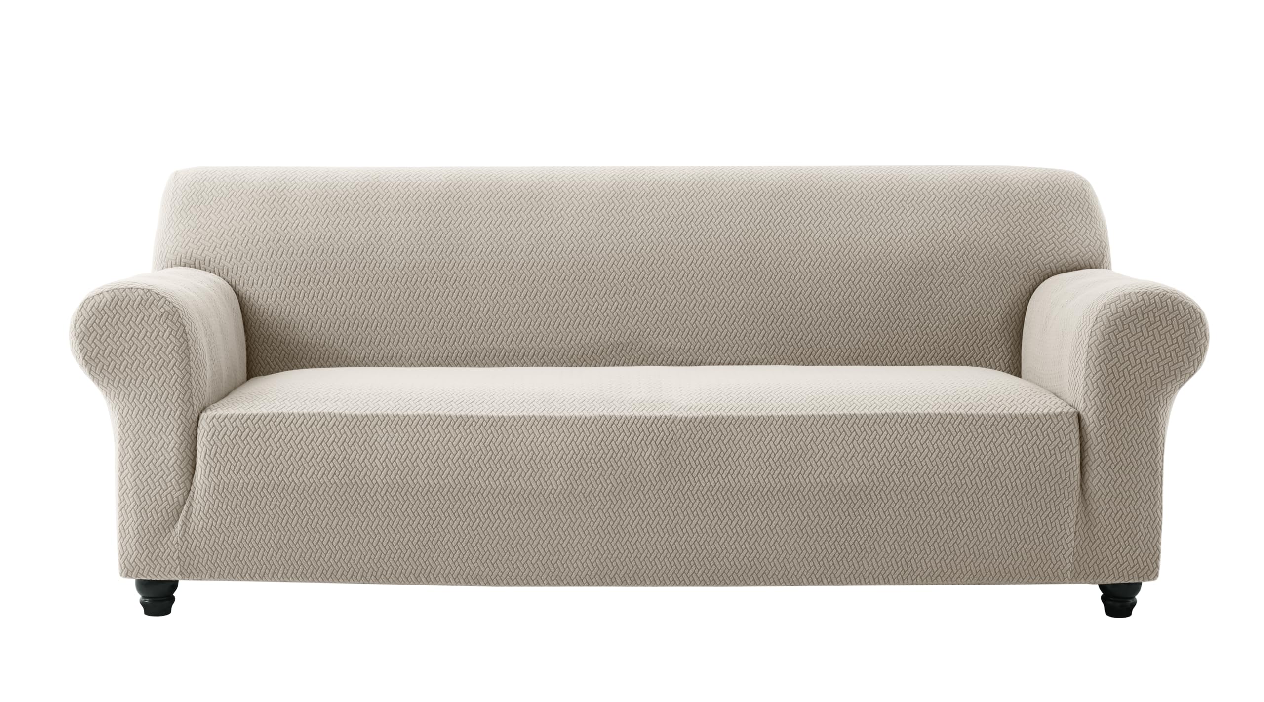 Ameha Beige High Stretch Sofa Cover 3 Seater Spandex Elastic Fit Slipcovers T Shape Non Slip Loveseat Couch Covers Furniture Protector - 3 Seater,