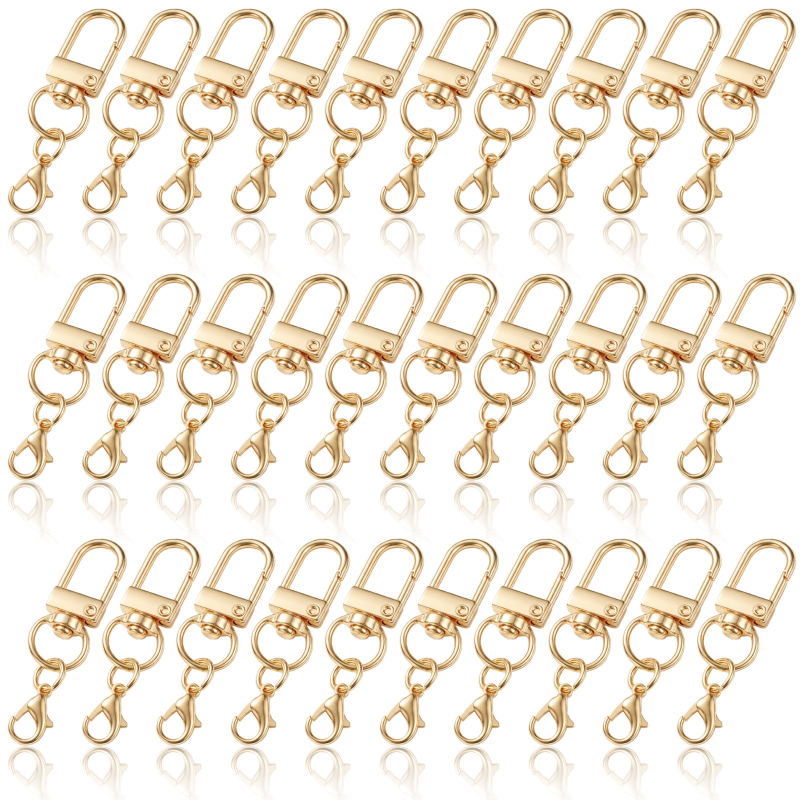 Matwsec 30 Pcs Gold Lobster Clasps, Metal Keychain Clip Swivel Snap Hooks for Keychains, Jewelry Making, Purse Bag Charms, Lanyard Connectors and Craft Projects, Sturdy Gold Keychain Clips