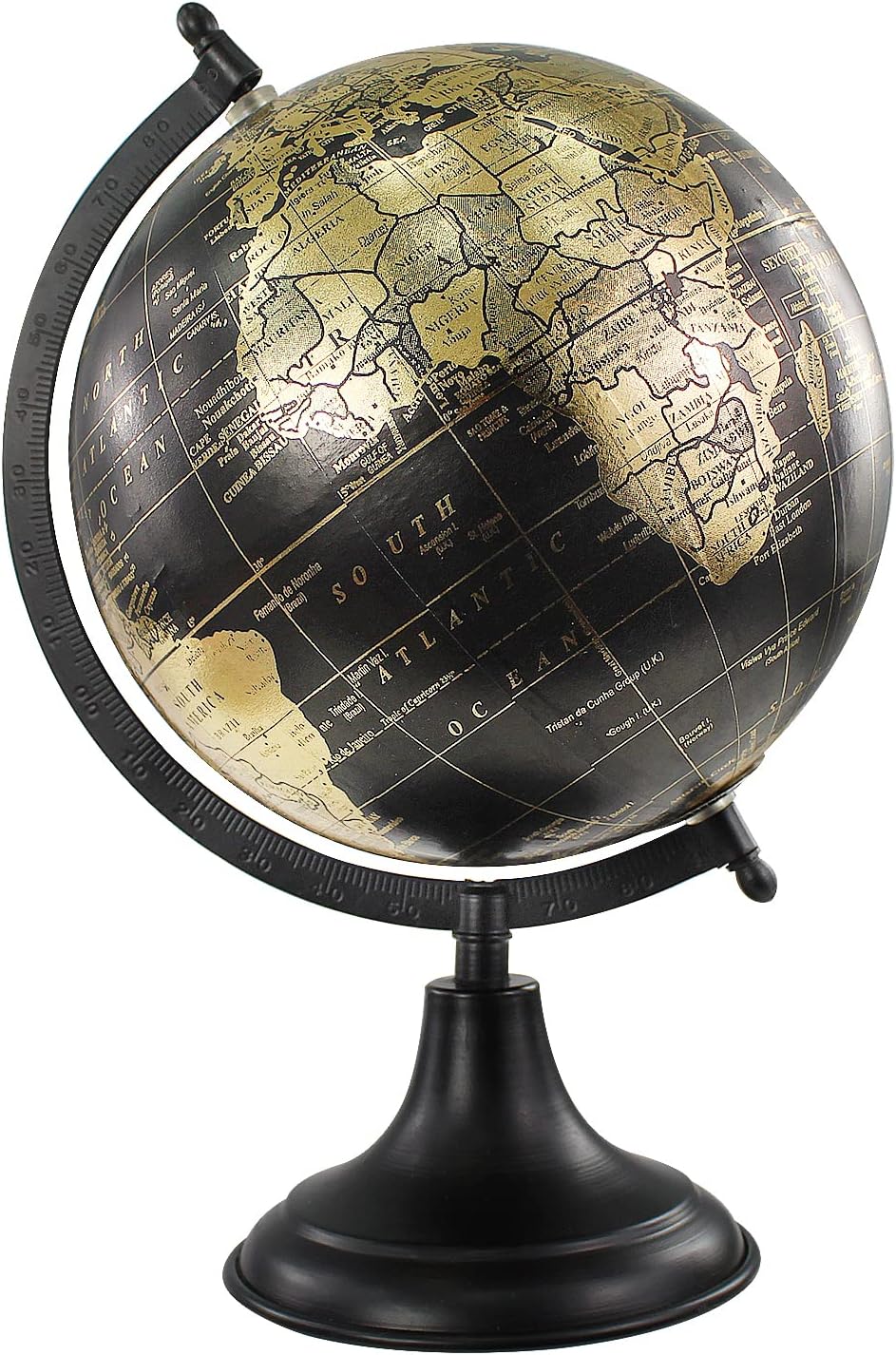 AGP ADVANCED GLOBAL PRODUCTIONS Rotating Globe Antique Vintage Style 13-20cm Spinning Atlas World Earth Map Desk (Black (8 inch))